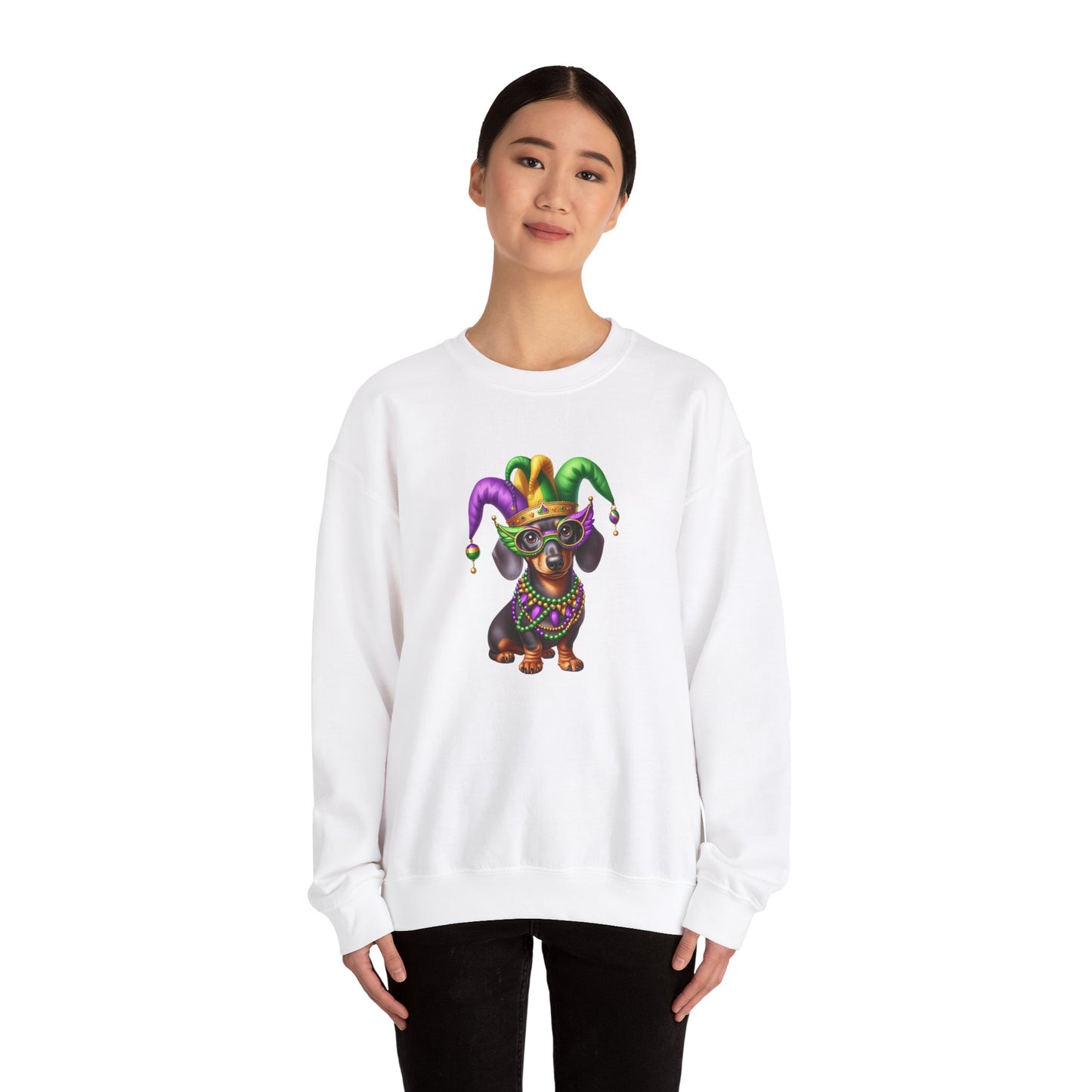 Dachshund Mardi Gras Unisex Heavy Blend™ Crewneck Sweatshirt