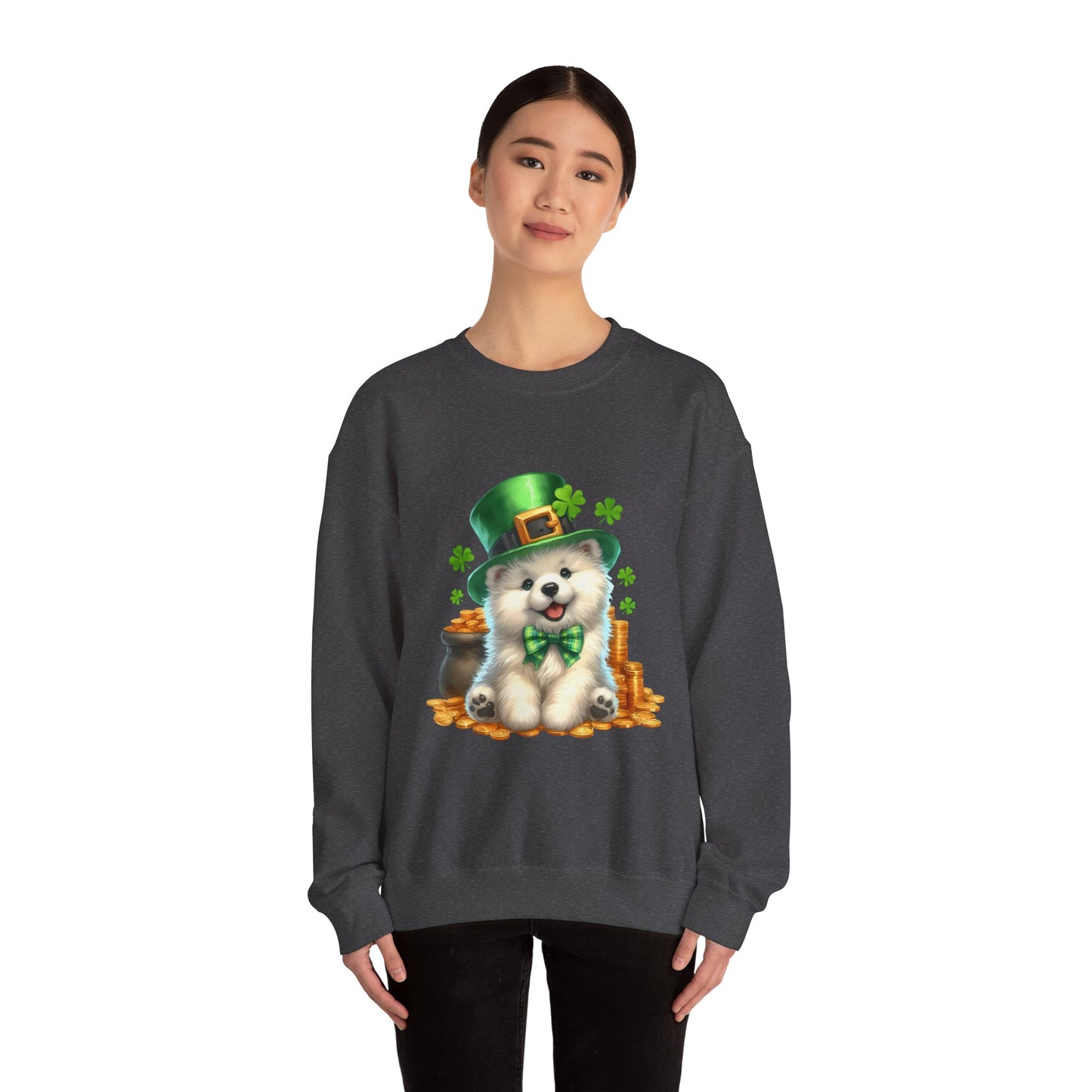 Samoyed Puppy Leprechaun Crewneck Sweatshirt