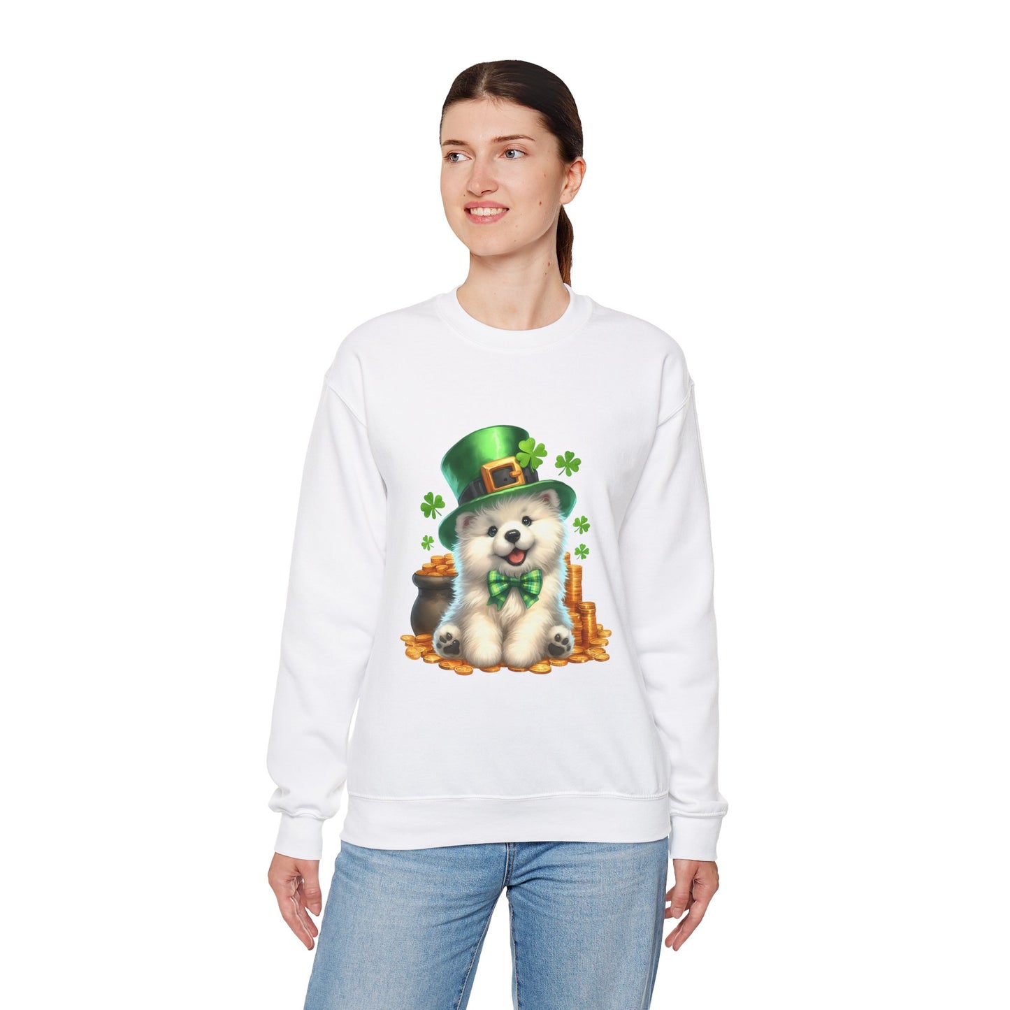 Samoyed Puppy Leprechaun Crewneck Sweatshirt