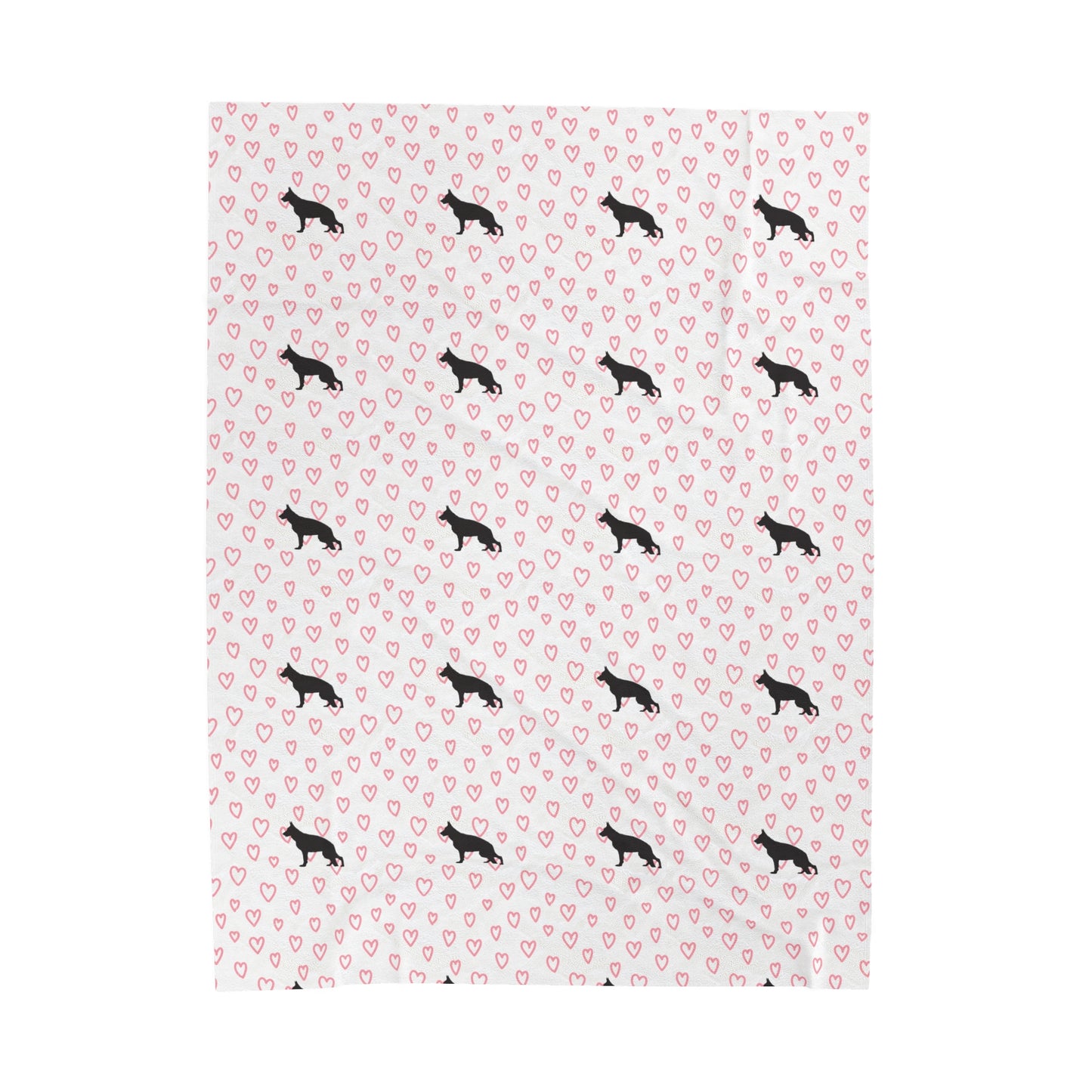 German Shepard Hearts Velveteen Plush Blanket
