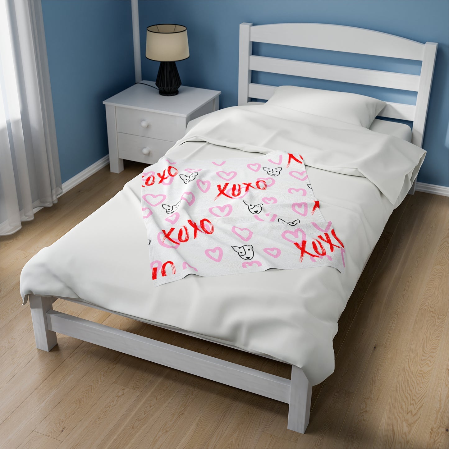 Bull Terrier XOXO Velveteen Plush Blanket