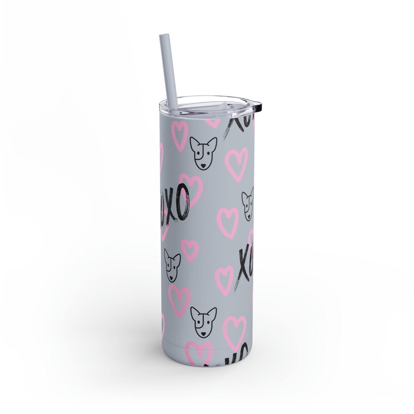 Bull Terrier XOXO Skinny Matte Tumbler, 20oz