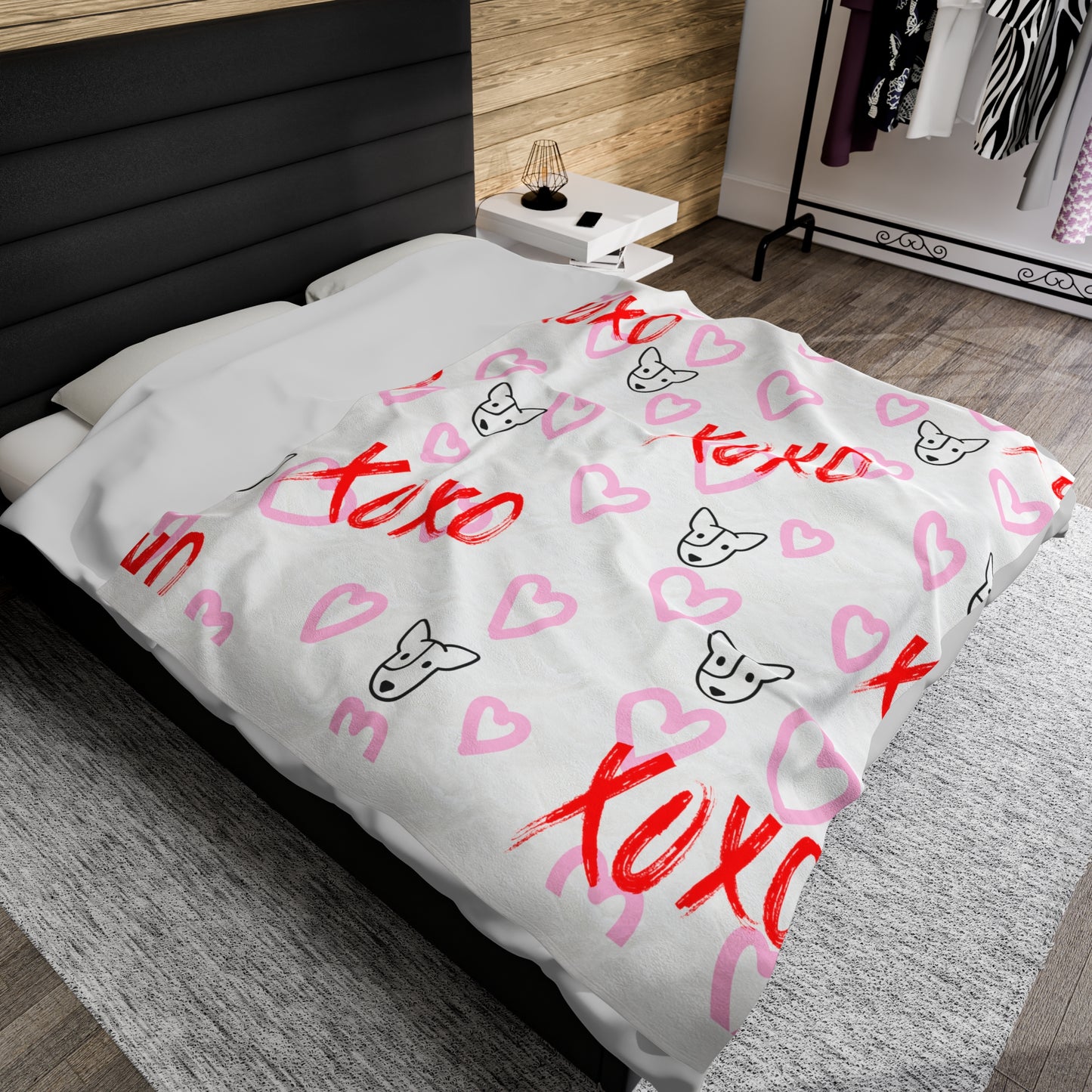 Bull Terrier XOXO Velveteen Plush Blanket