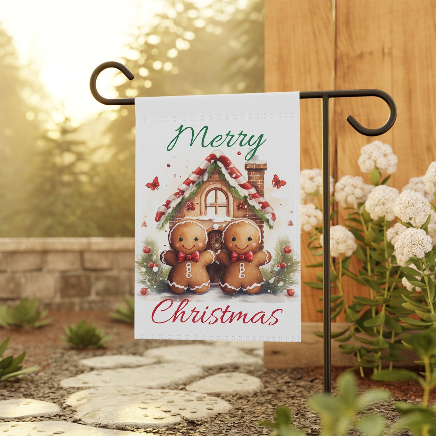 Merry Christmas Gingerbread People Garden & House Banner