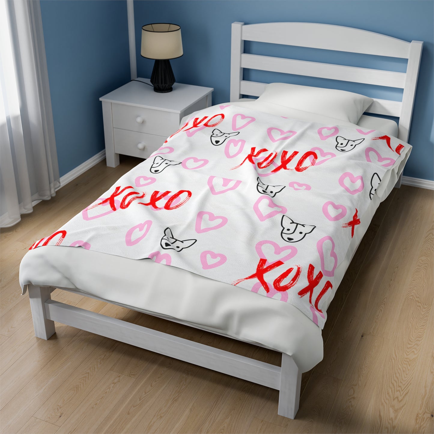 Bull Terrier XOXO Velveteen Plush Blanket