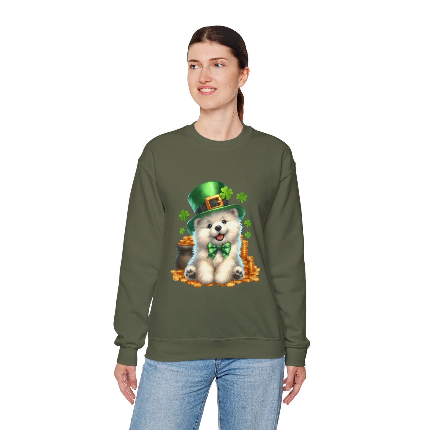 Samoyed Puppy Leprechaun Crewneck Sweatshirt