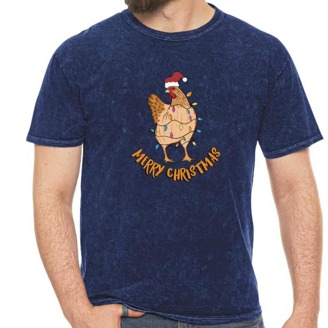 Unisex Mineral Wash Merry Christmas Chicken T-Shirt