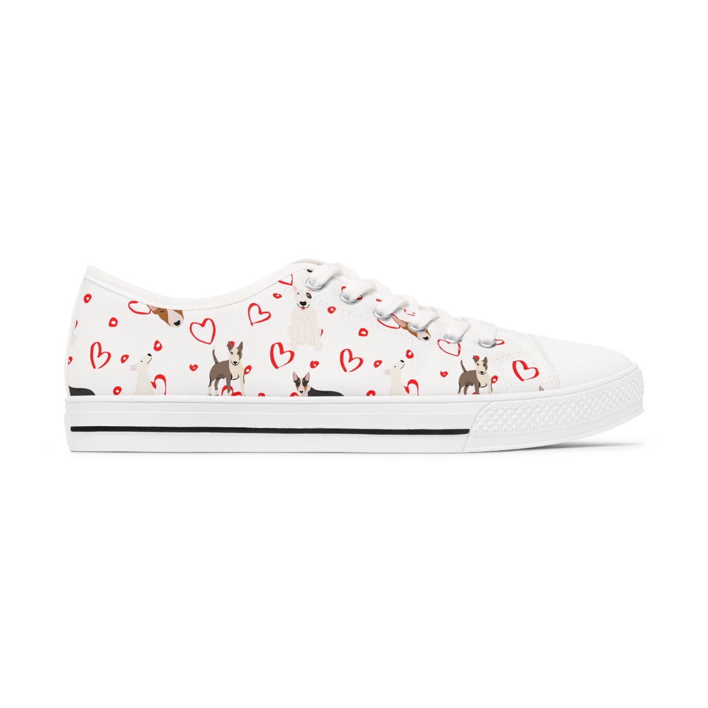 Bull Terrier Hearts Women's Low Top Sneakers