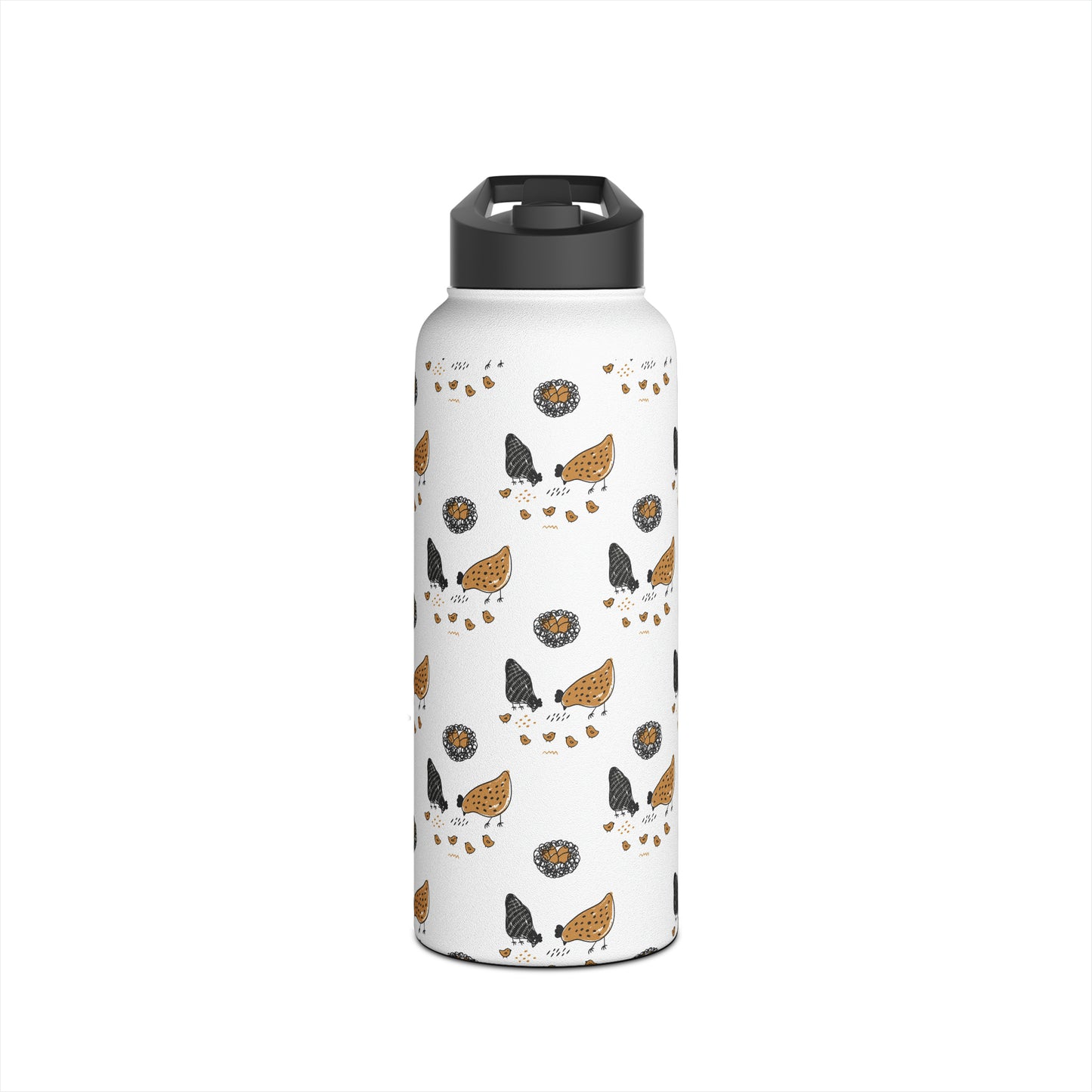 Chicken Stainless Steel Water Bottle, Standard Lid