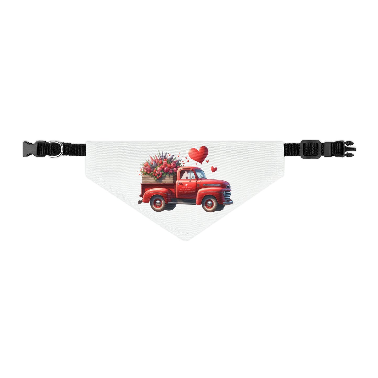 Valentine's Day Bull Terrier Truck Pet Bandana Collar