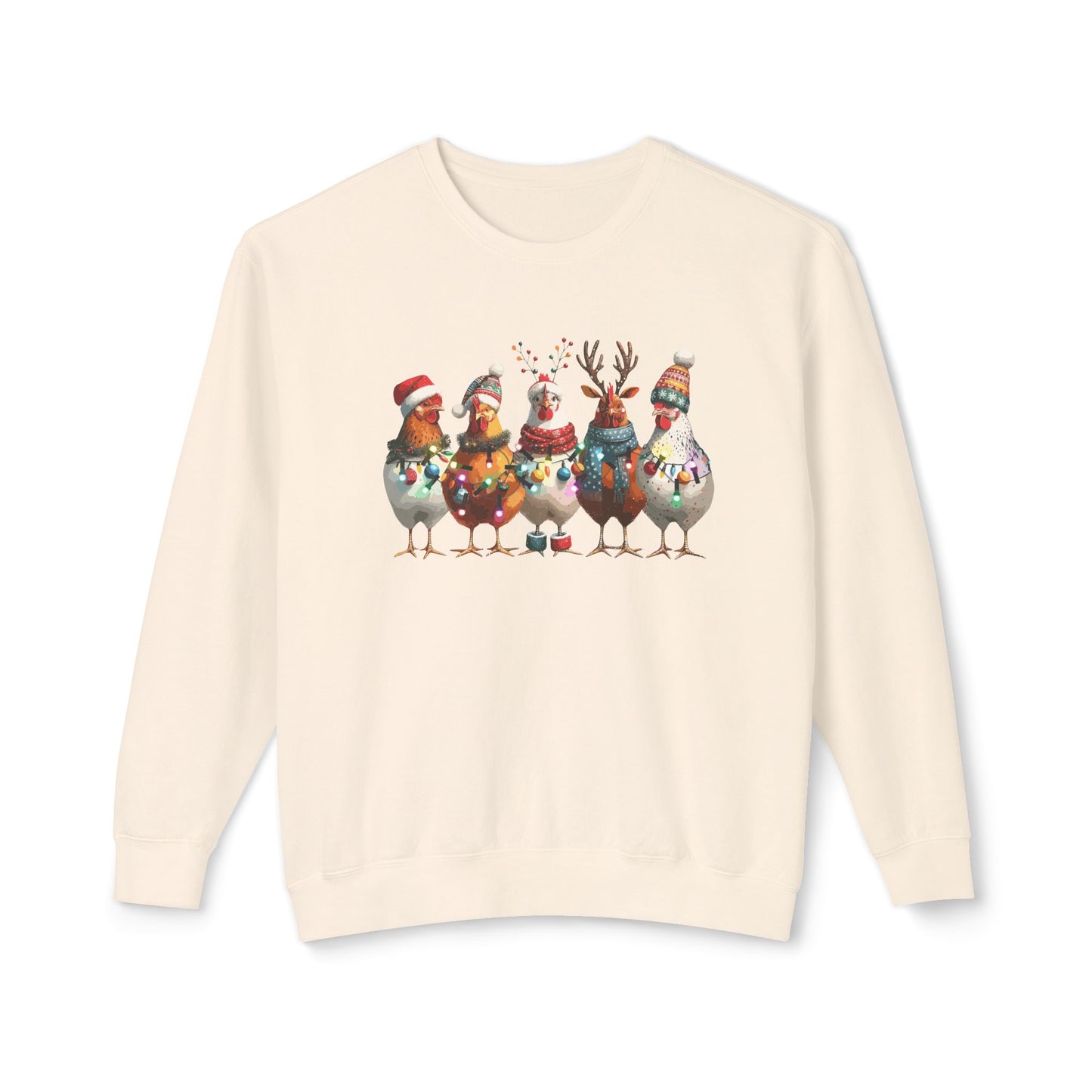 Christmas Chicken Unisex Lightweight Crewneck Sweatshirt