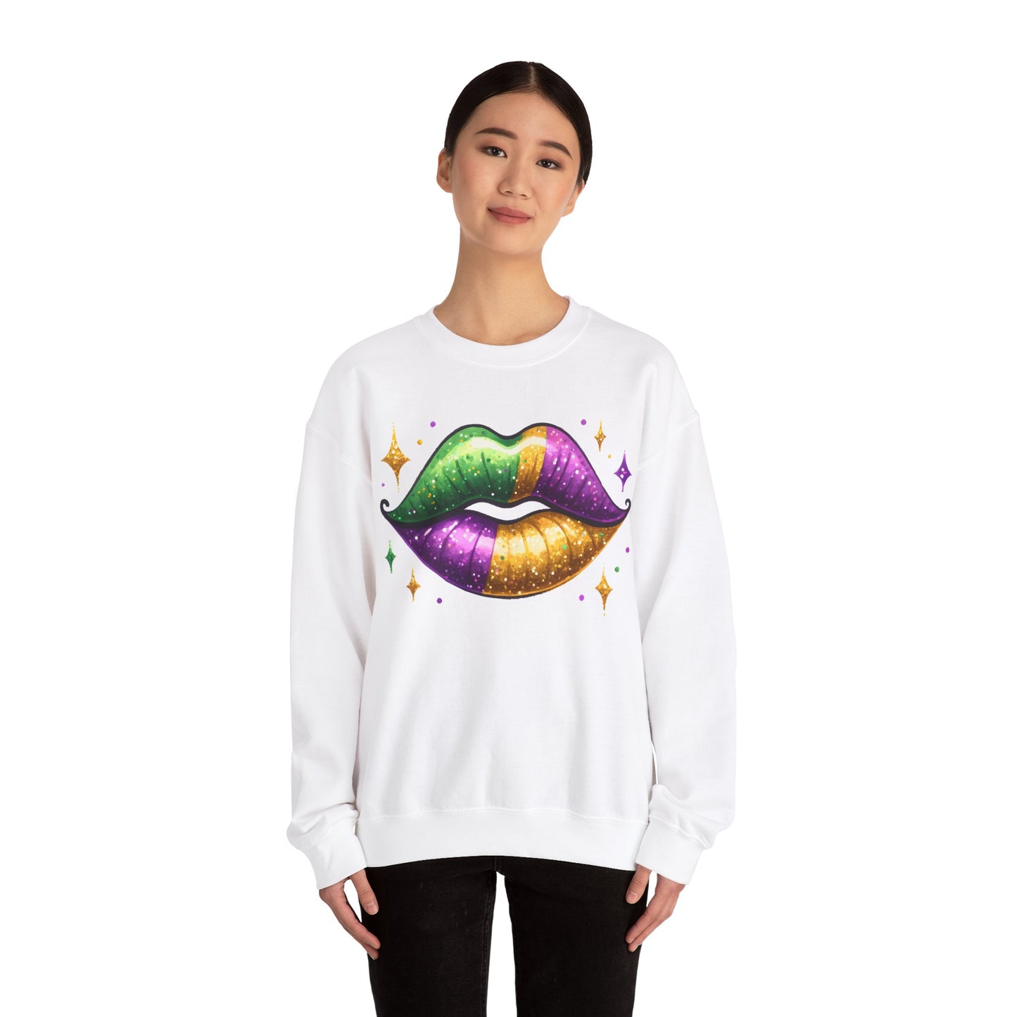 Mardi Gras Kiss Unisex Heavy Blend™ Crewneck Sweatshirt