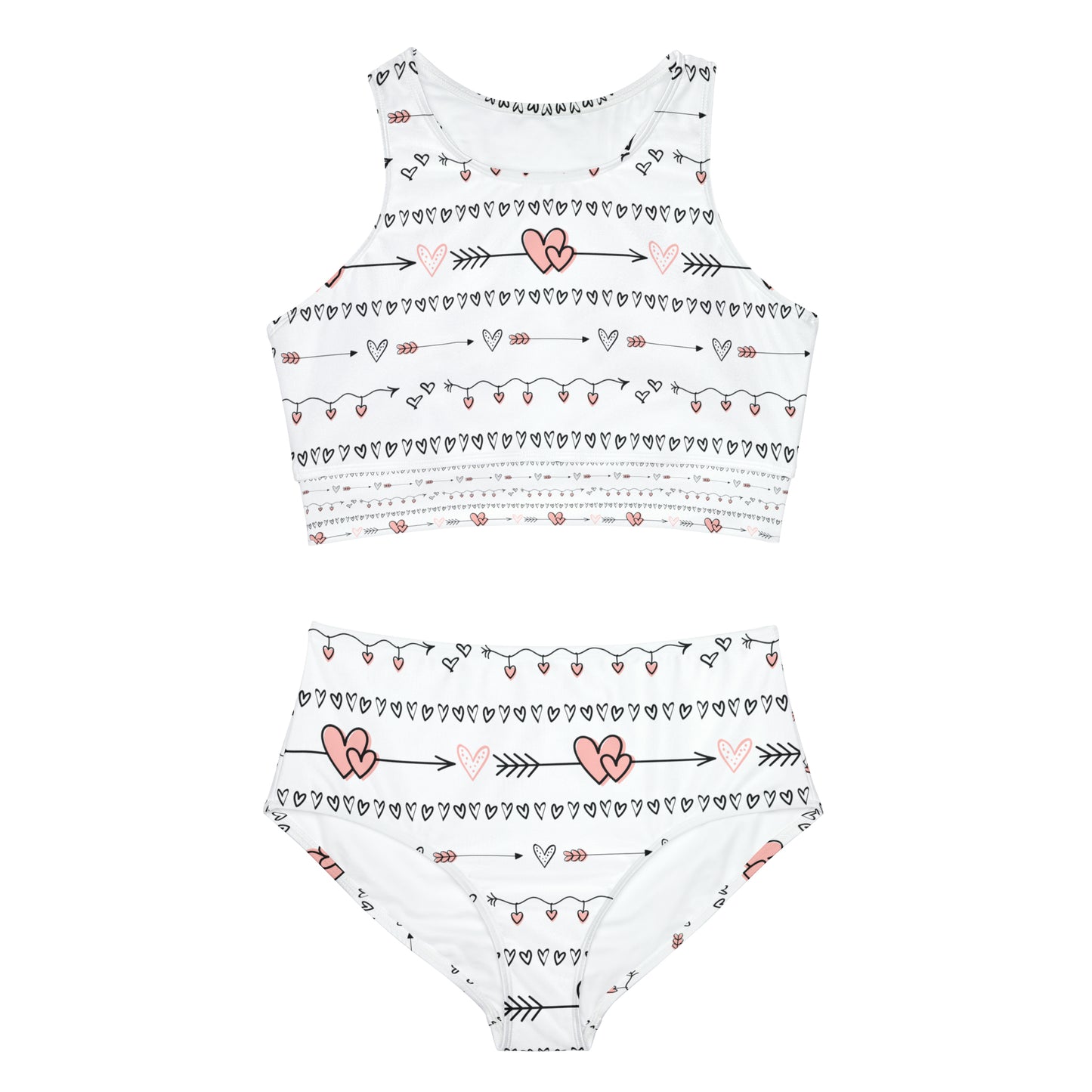 Hearts Sporty Bikini Set (AOP)