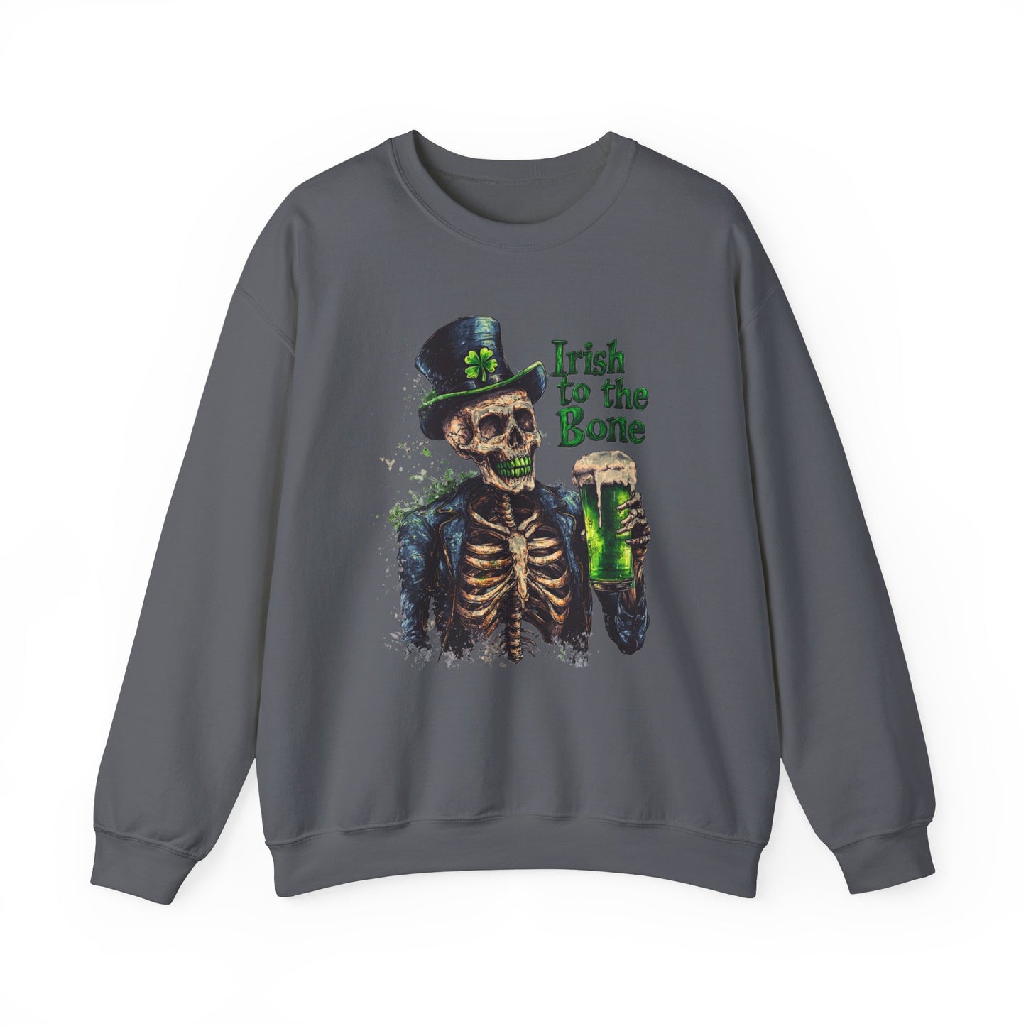 St Patrick's Day Crewneck Sweatshirt - Irish to the Bone Skeleton