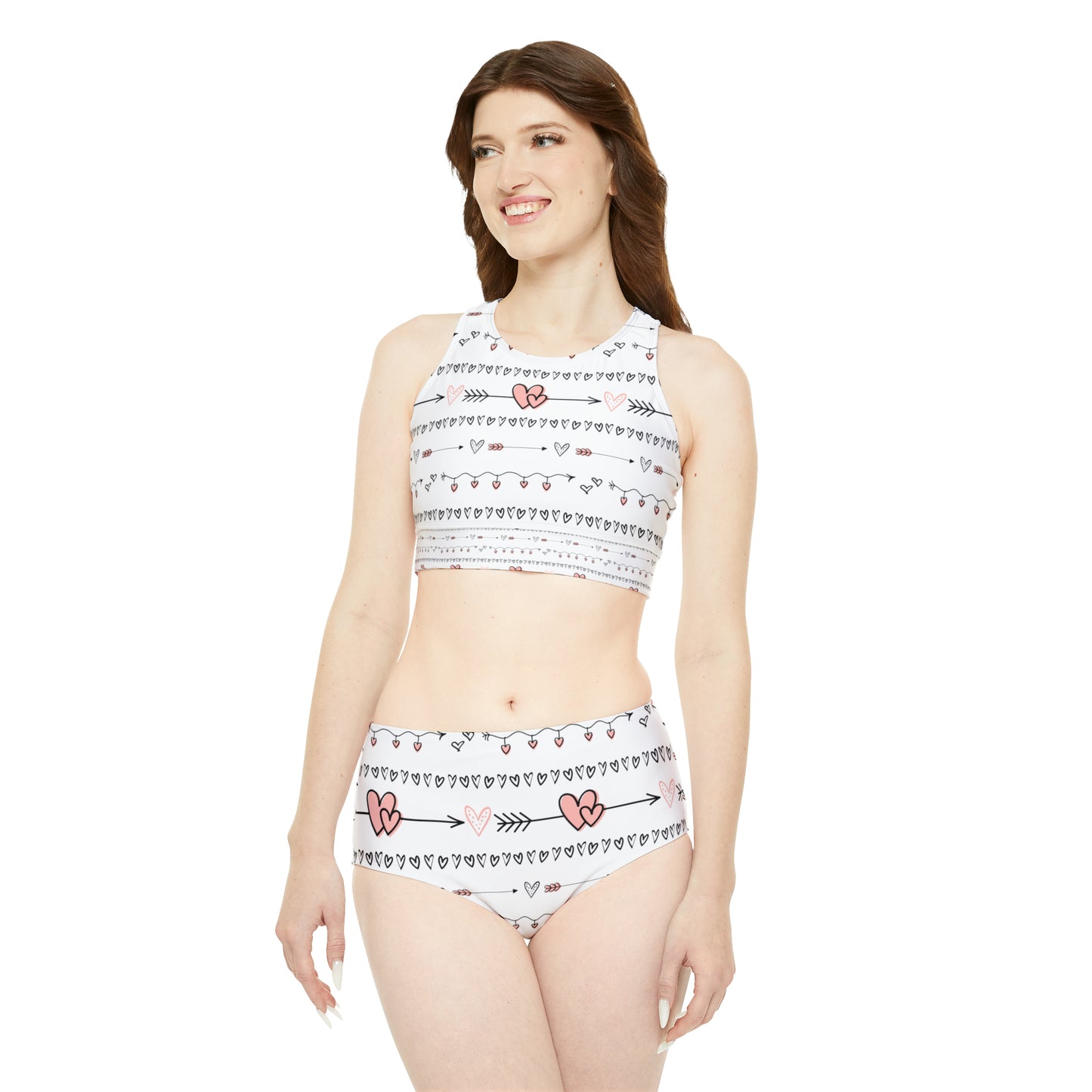 Hearts Sporty Bikini Set (AOP)