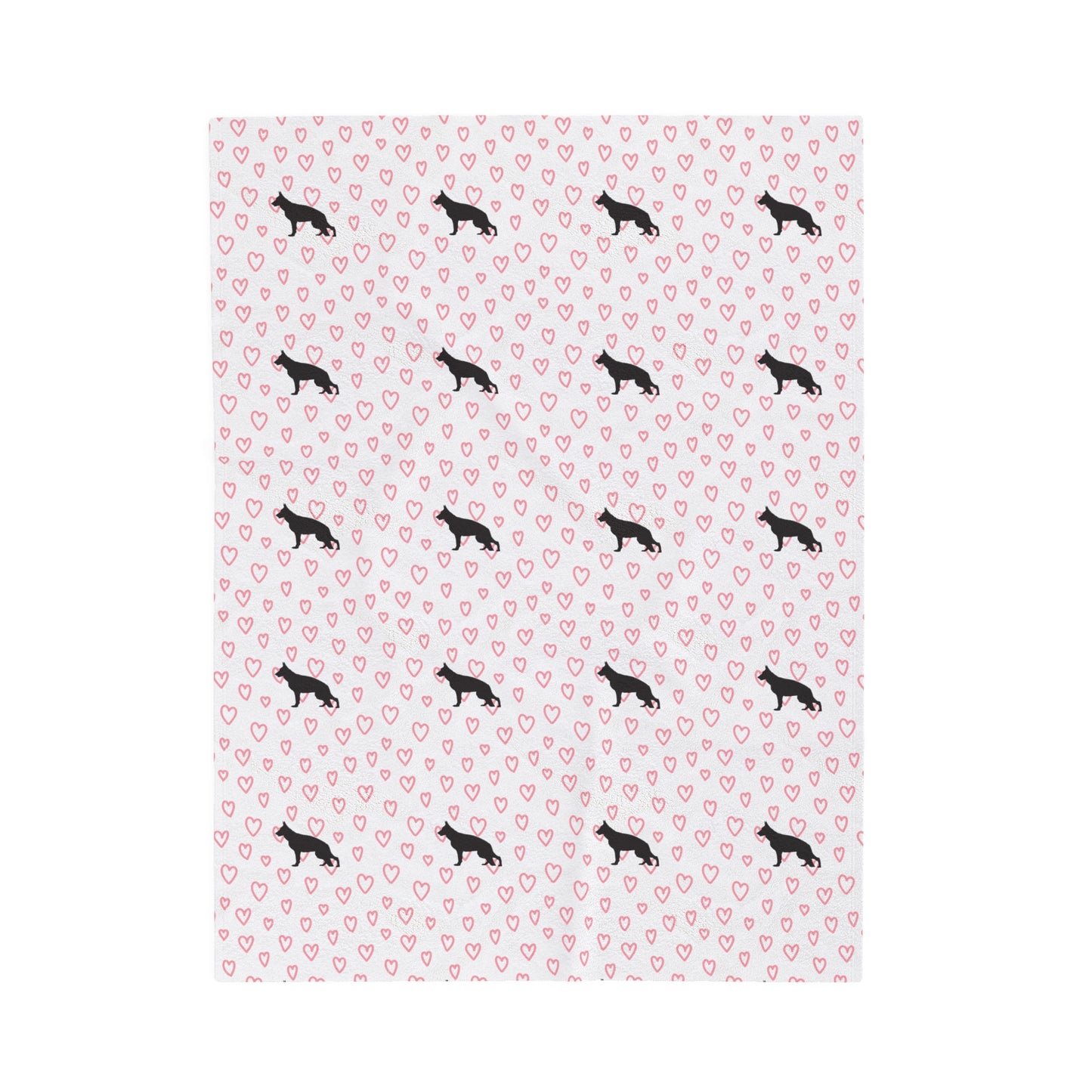 German Shepard Hearts Velveteen Plush Blanket