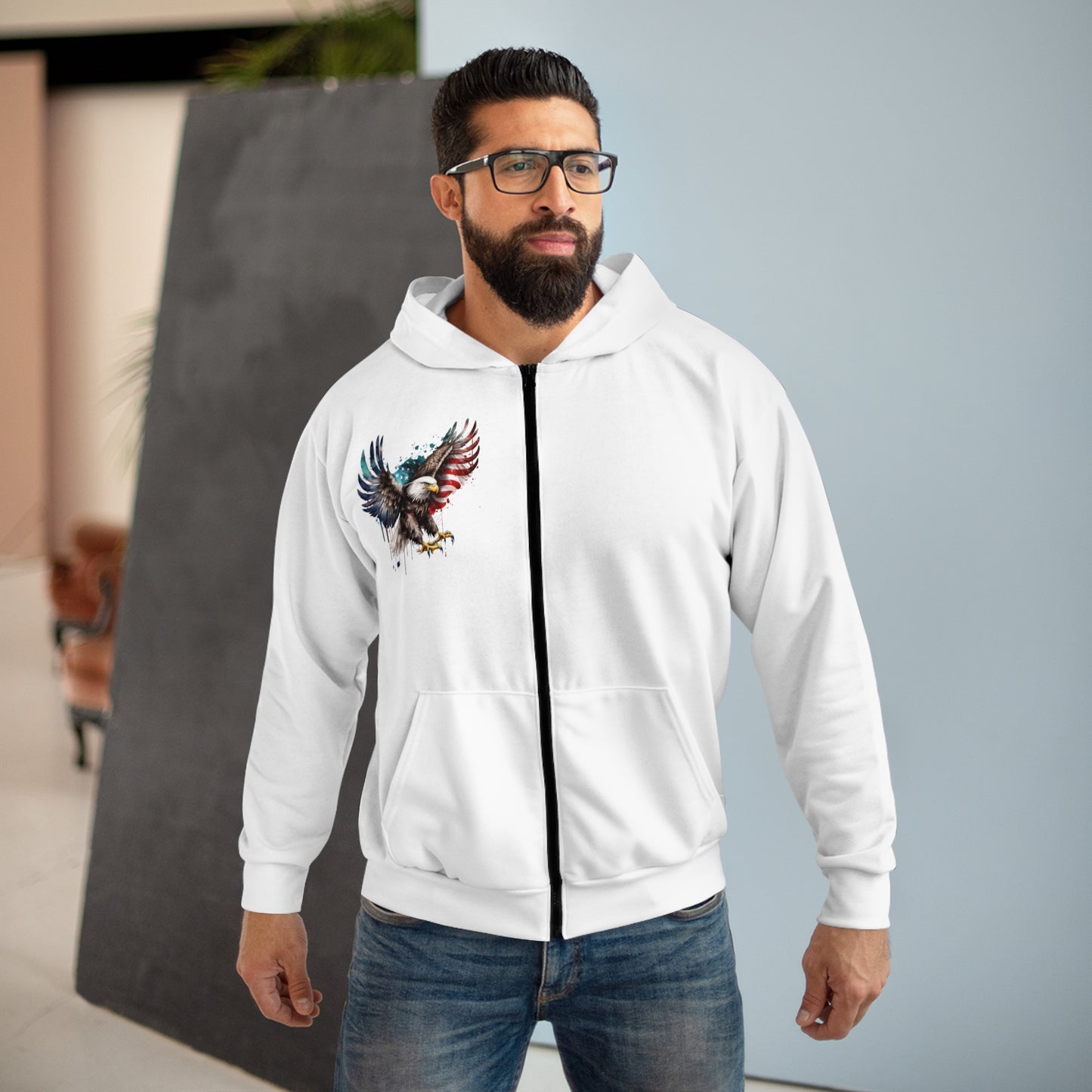 Eagle Unisex Zip Hoodie (AOP)
