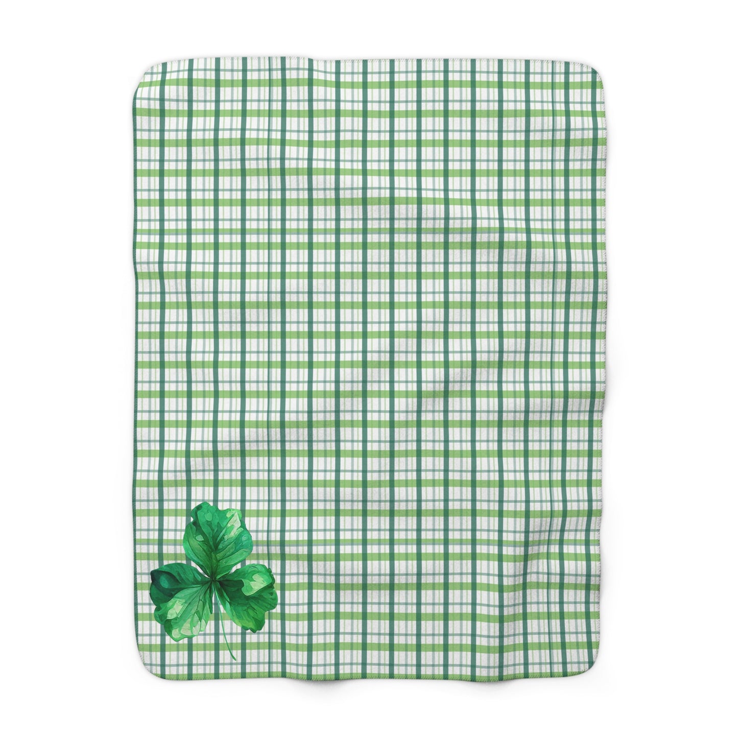 Green Plaid Sherpa Fleece Blanket