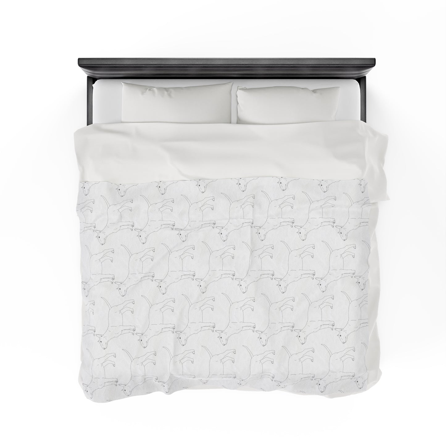 Velveteen Plush Bull Terrier Sketch Blanket