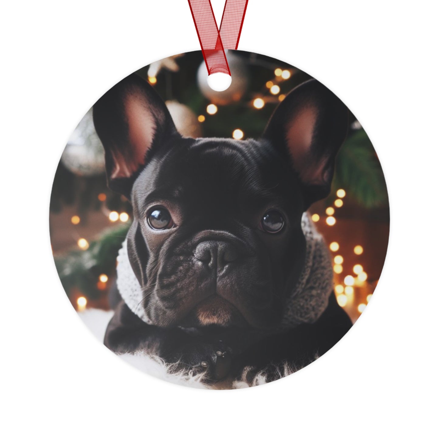 Black French Bulldog Metal Ornaments
