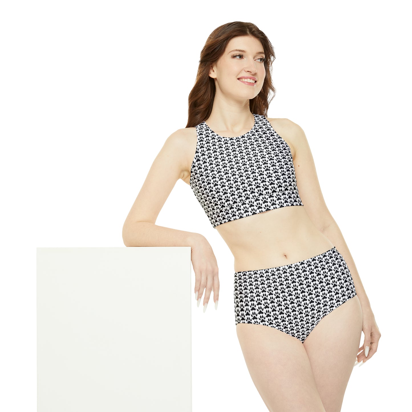 Sporty Paw Print Bikini Set
