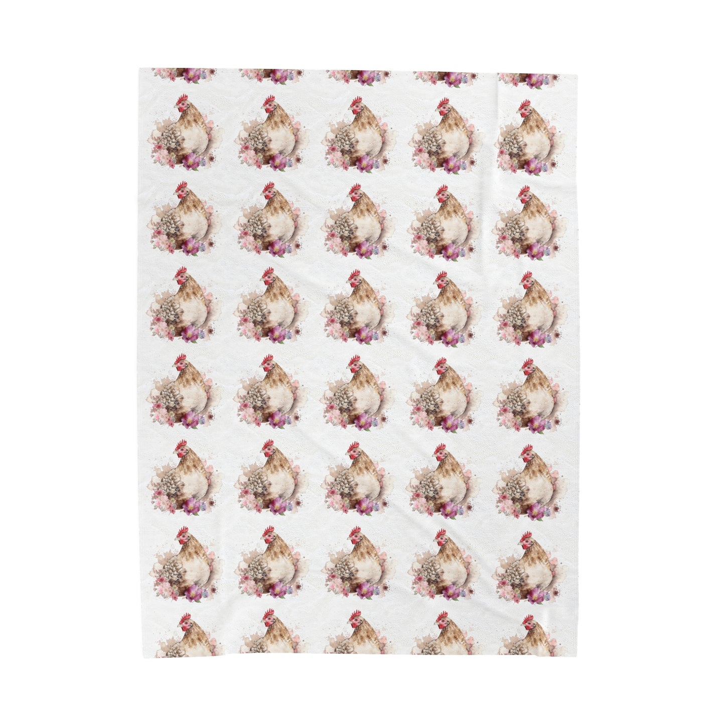 Velveteen Plush Chicken Watercolor Blanket