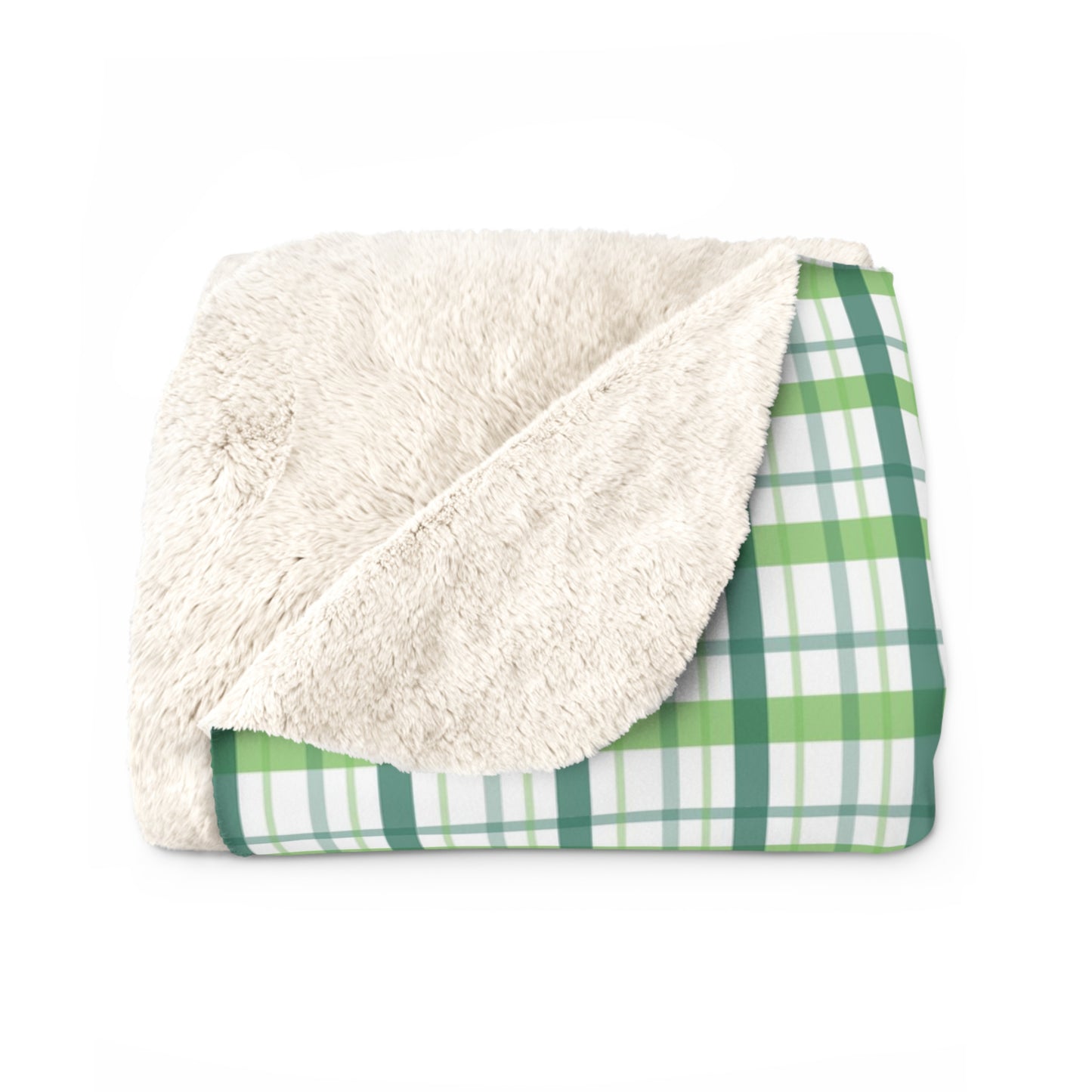 Green Plaid Sherpa Fleece Blanket