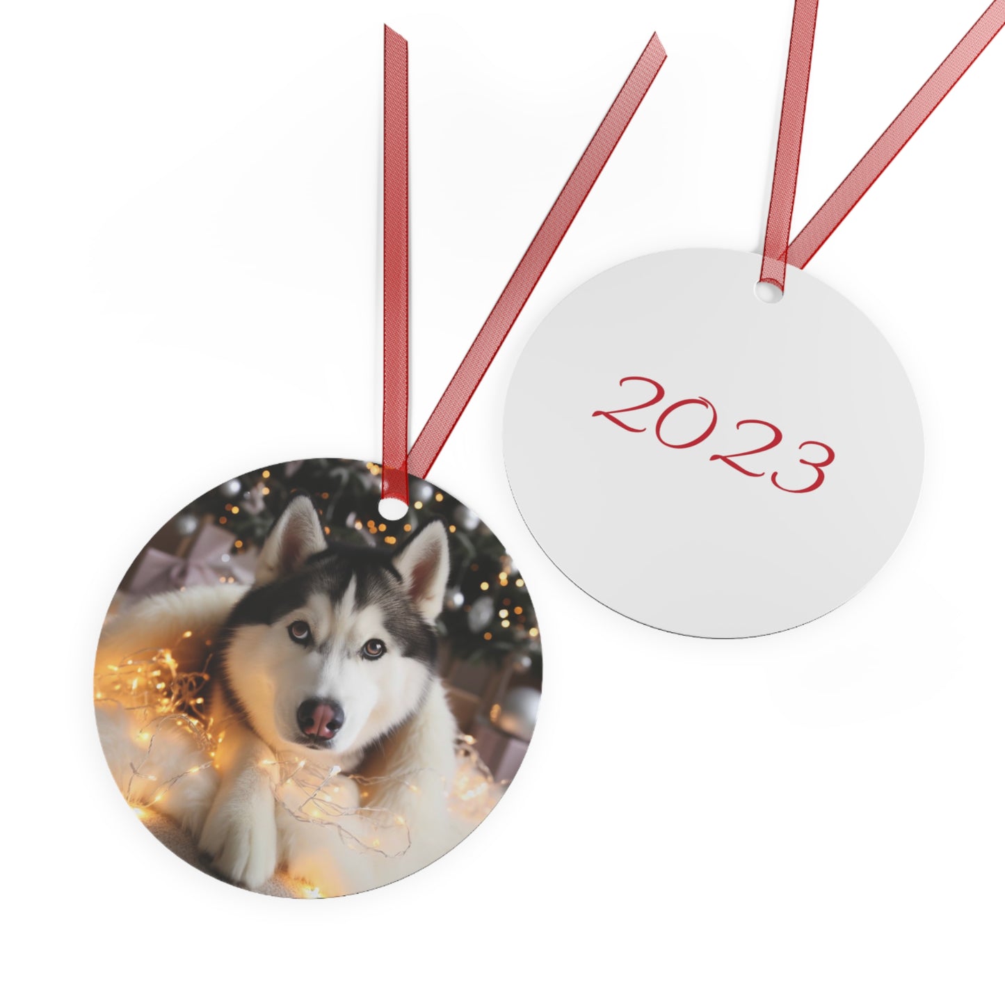 Husky #2 Metal Ornaments