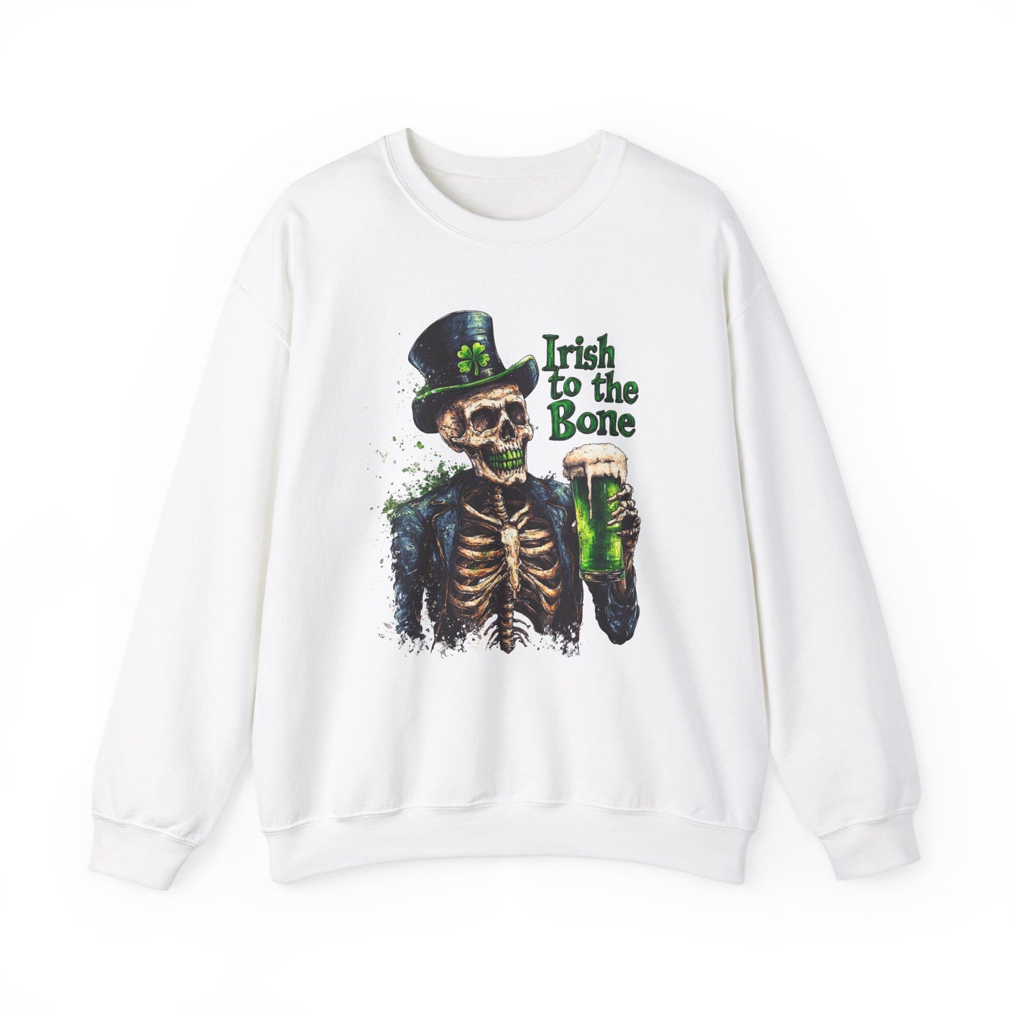 St Patrick's Day Crewneck Sweatshirt - Irish to the Bone Skeleton