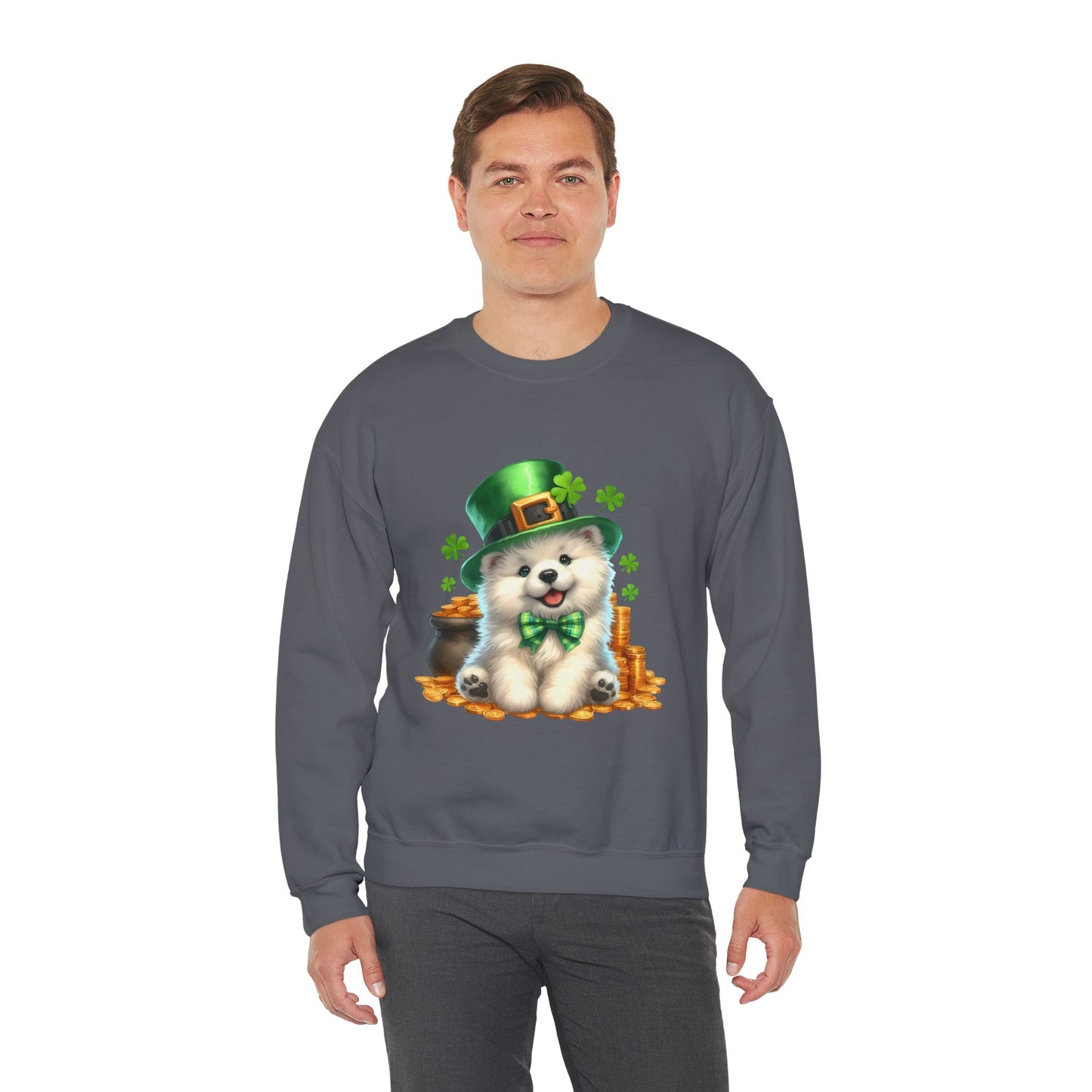 Samoyed Puppy Leprechaun Crewneck Sweatshirt