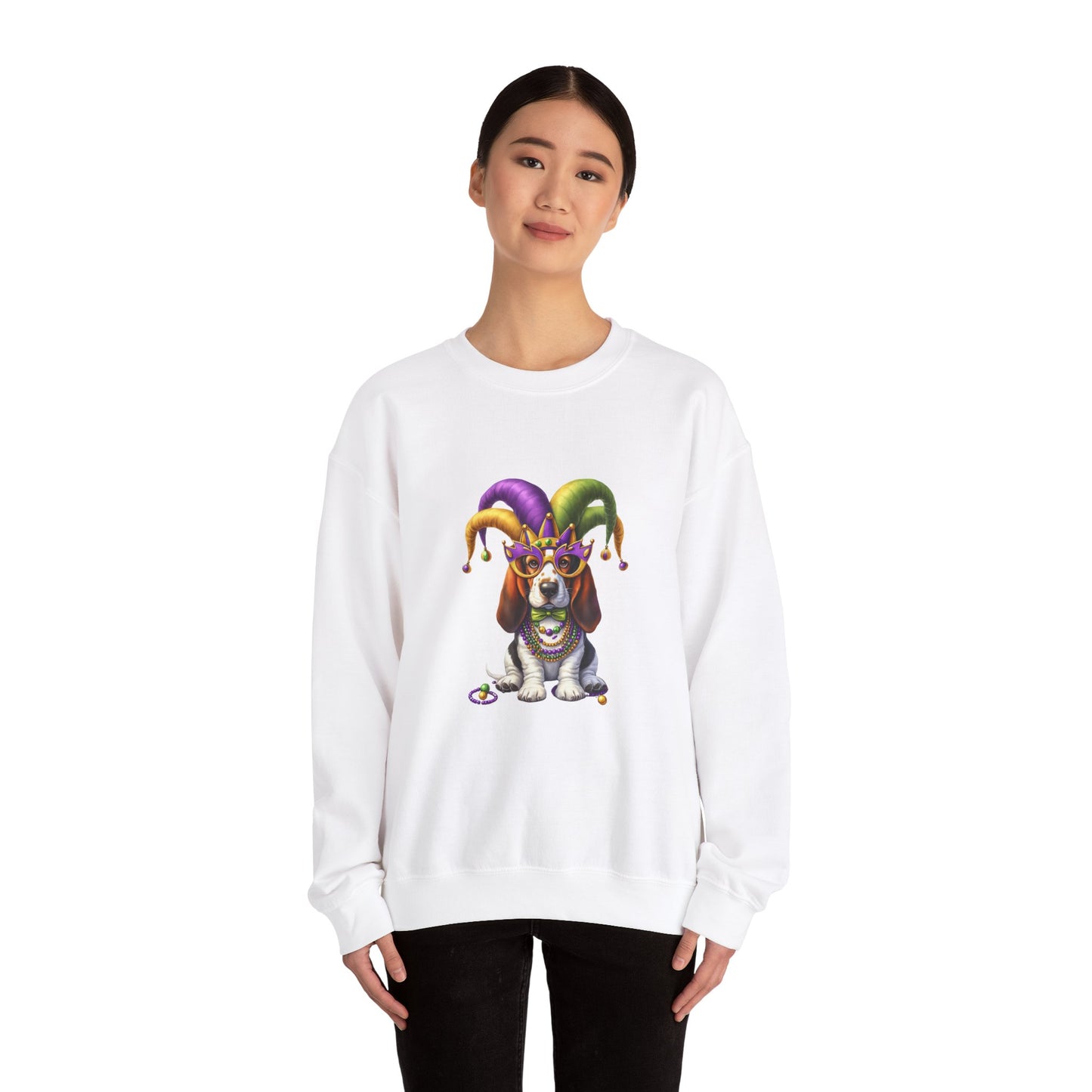 Basset Hound Mardi Gras Unisex Heavy Blend™ Crewneck Sweatshirt