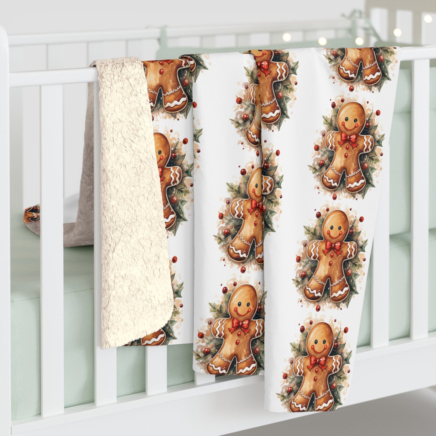 Gingerbread Sherpa Fleece Blanket