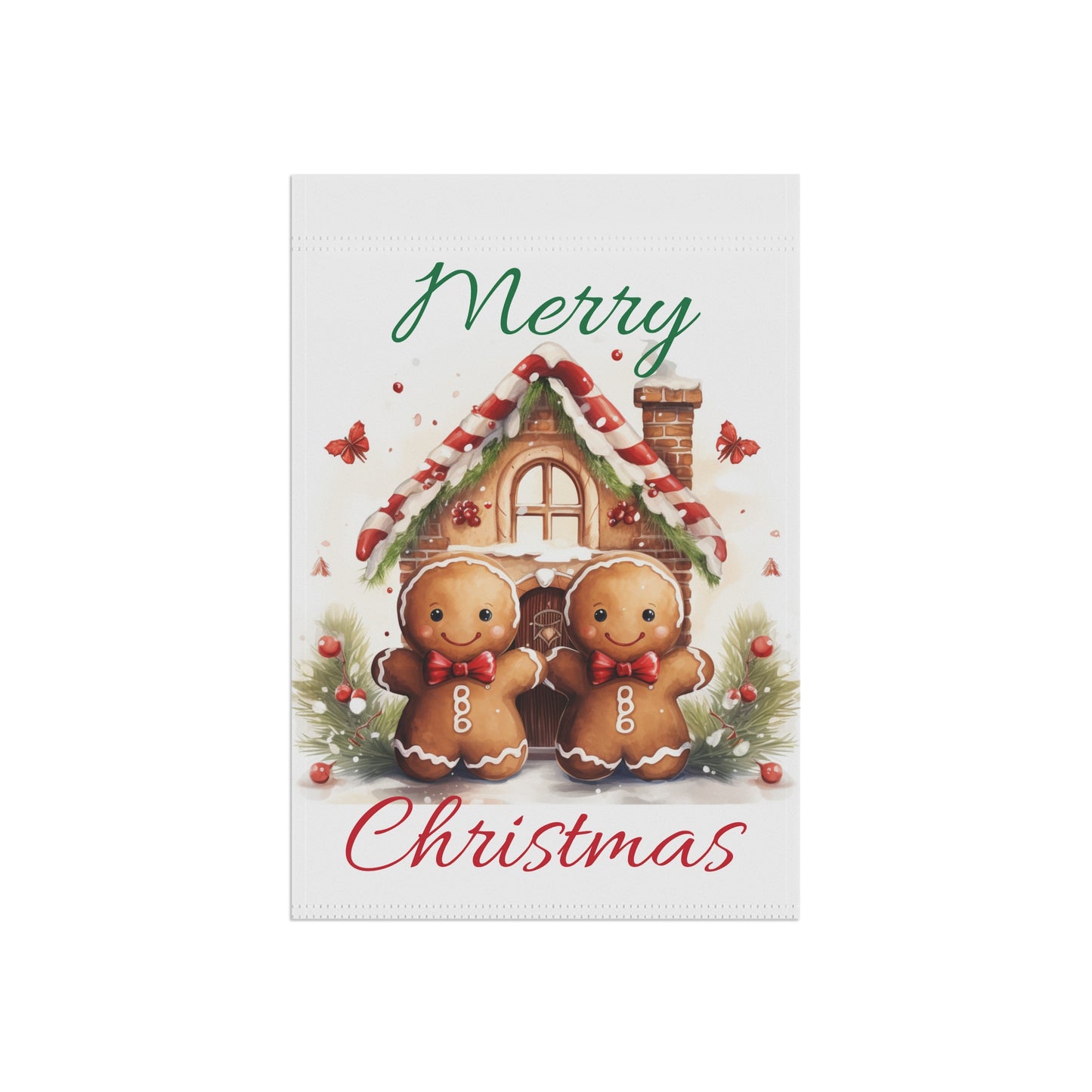 Merry Christmas Gingerbread People Garden & House Banner