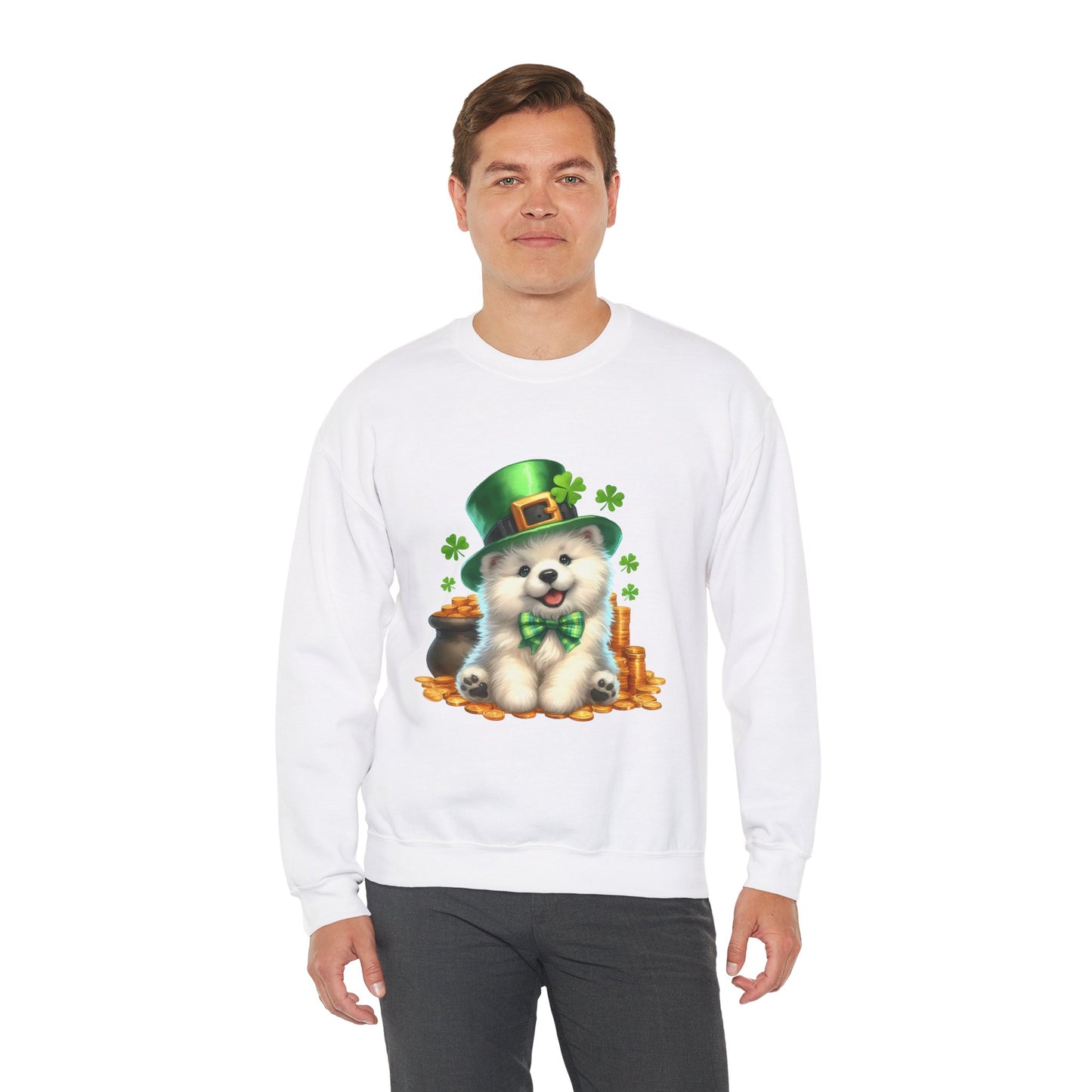 Samoyed Puppy Leprechaun Crewneck Sweatshirt