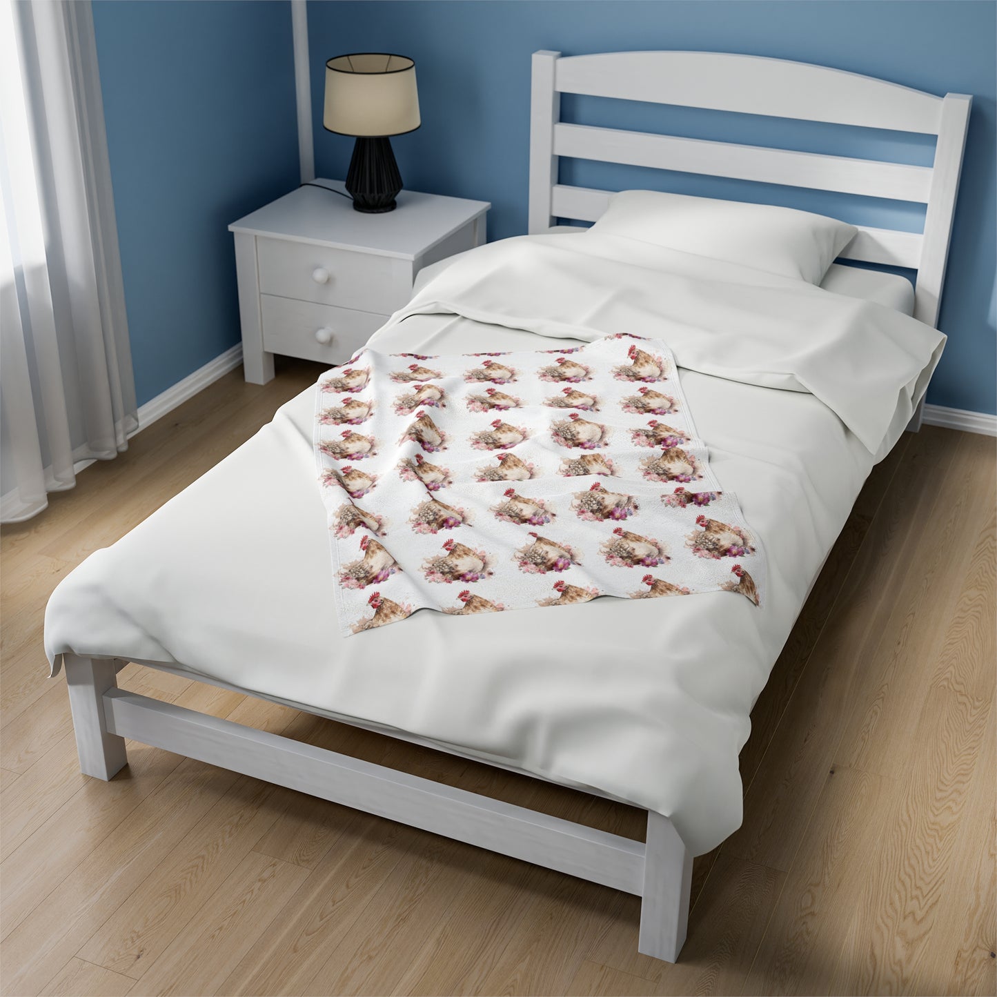 Velveteen Plush Chicken Watercolor Blanket