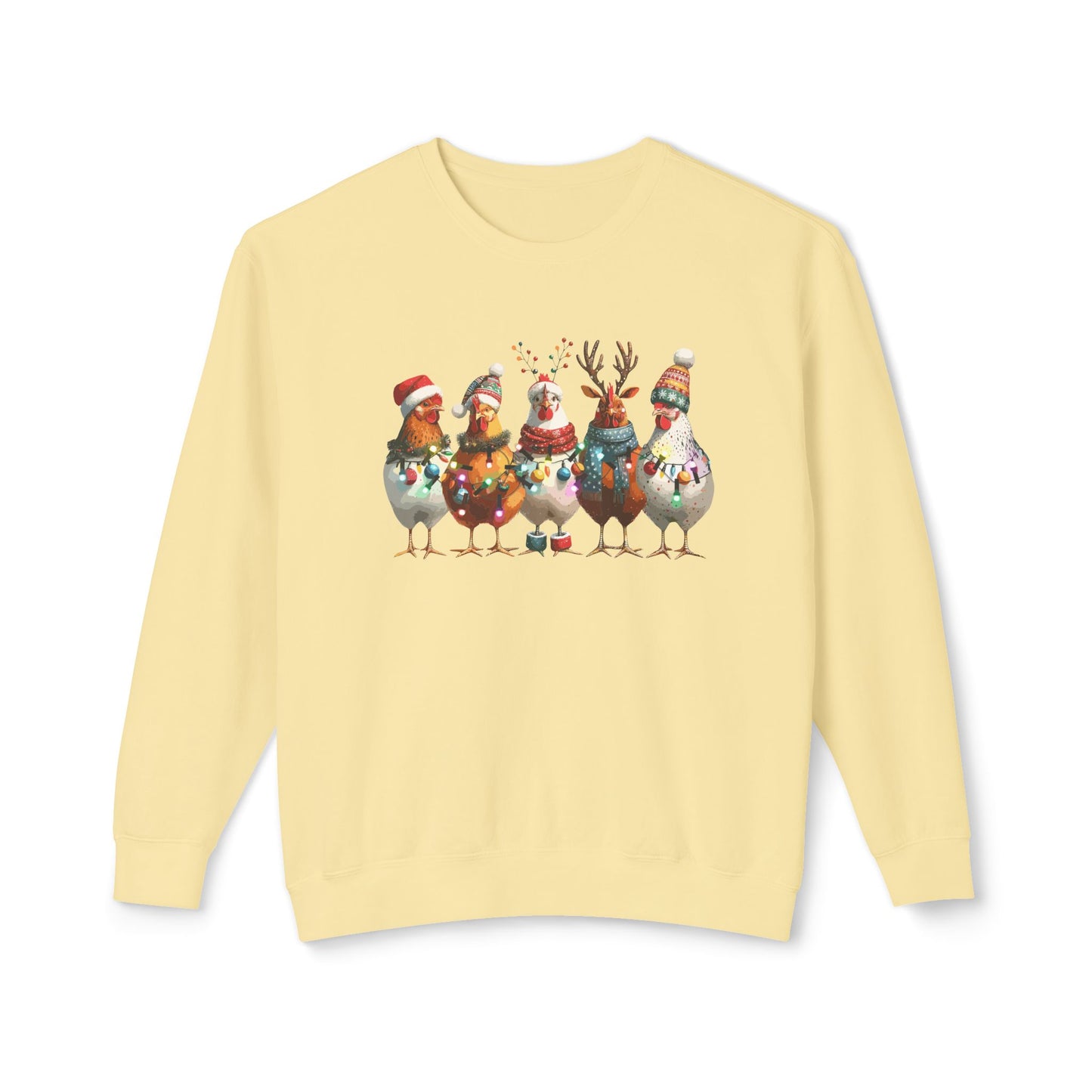 Christmas Chicken Unisex Lightweight Crewneck Sweatshirt