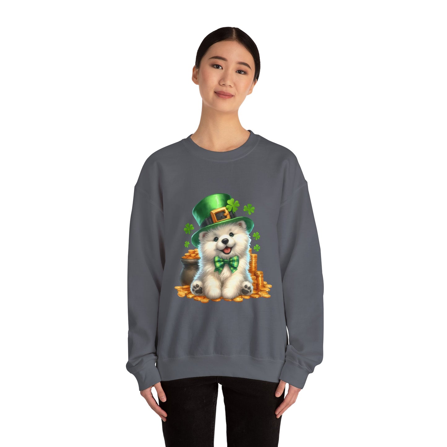 Samoyed Puppy Leprechaun Crewneck Sweatshirt