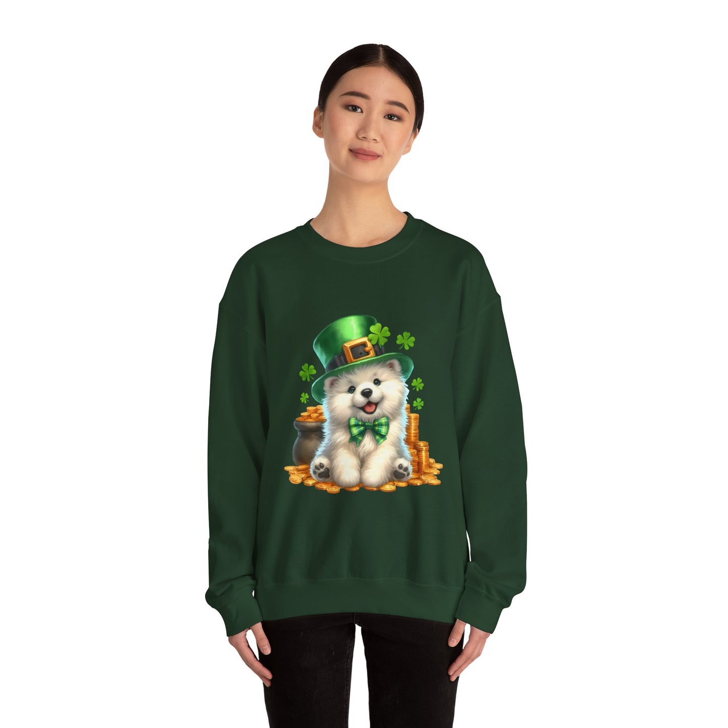 Samoyed Puppy Leprechaun Crewneck Sweatshirt