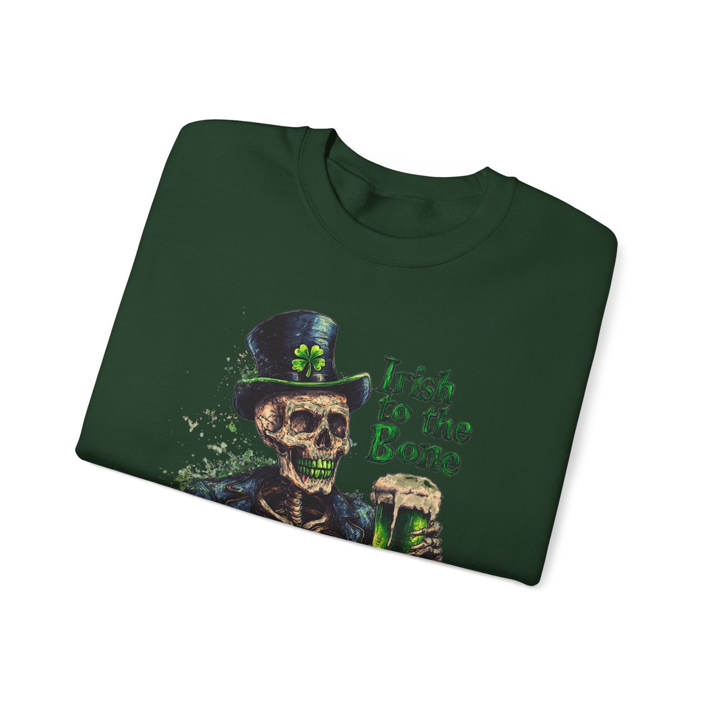 St Patrick's Day Crewneck Sweatshirt - Irish to the Bone Skeleton