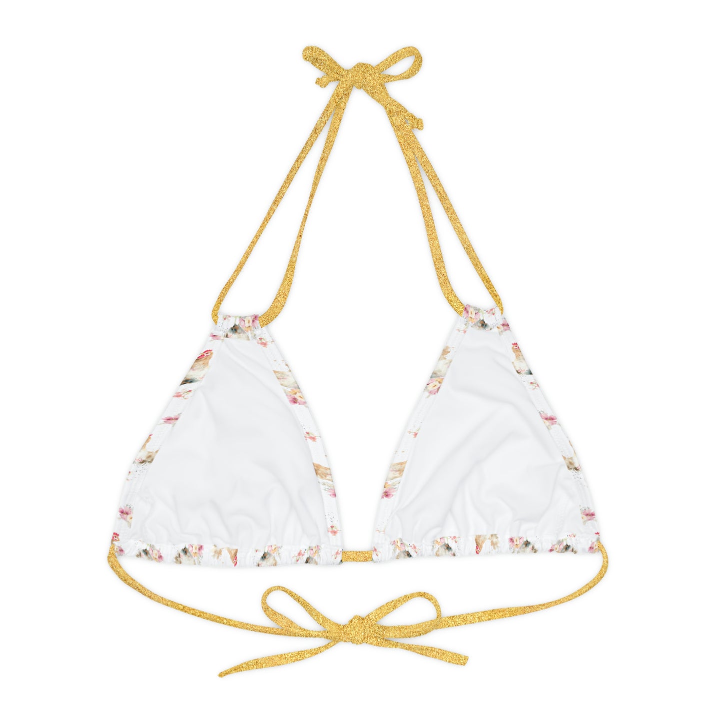 Watercolor Chicken Strappy Triangle Bikini Top (AOP)