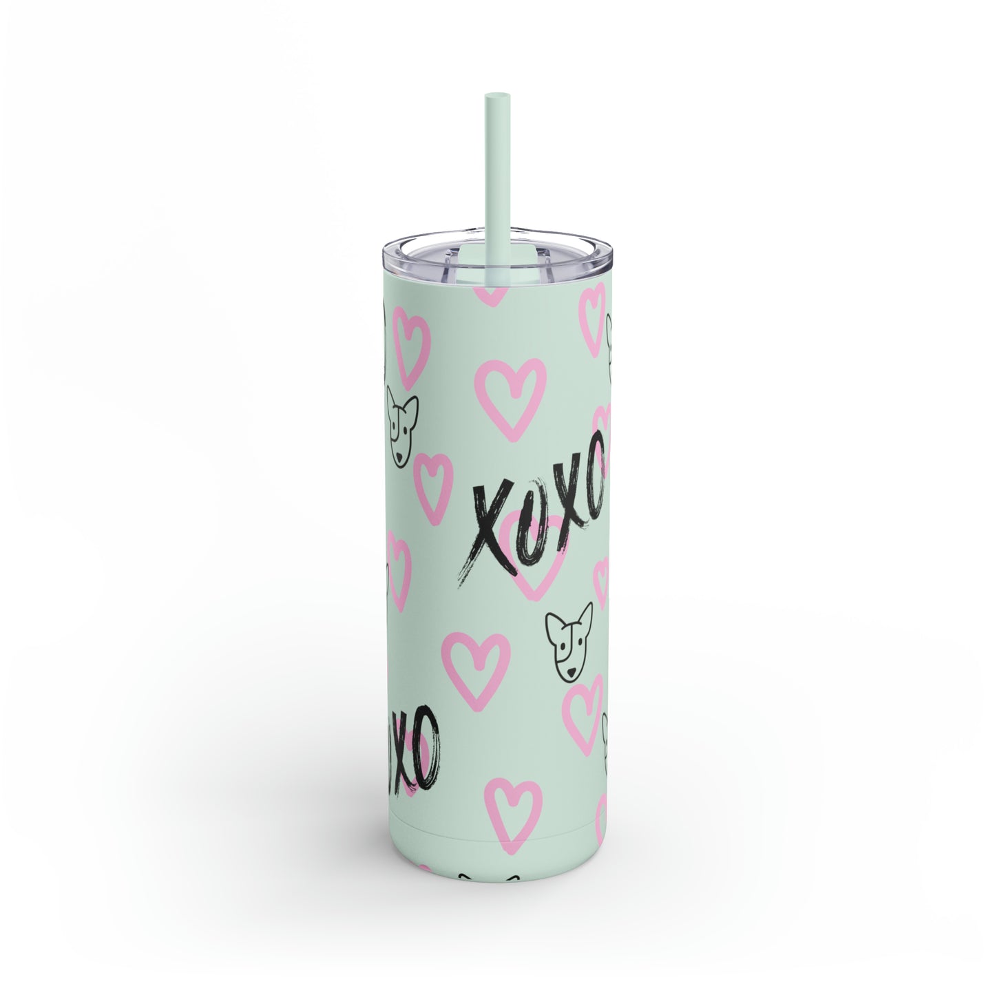 Bull Terrier XOXO Skinny Matte Tumbler, 20oz