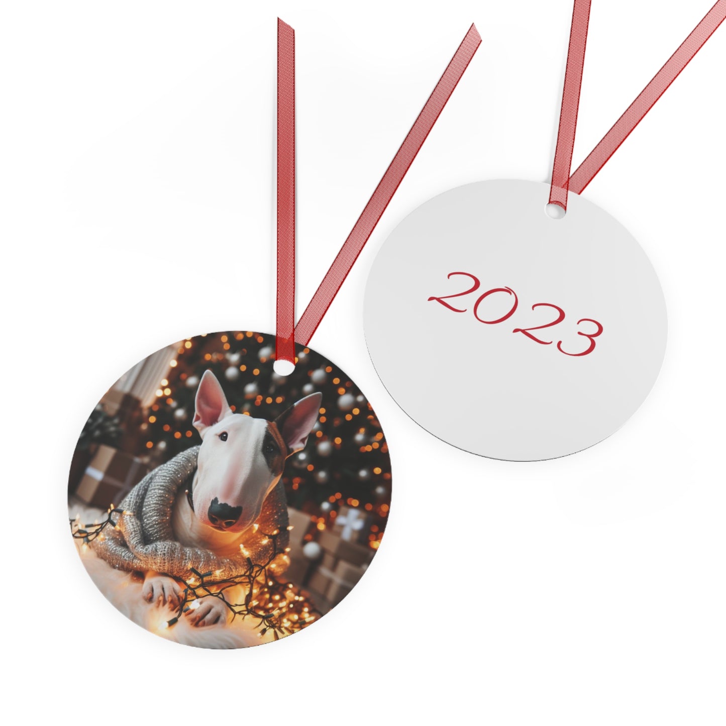 Eyepatch Bull Terrier Metal Ornaments