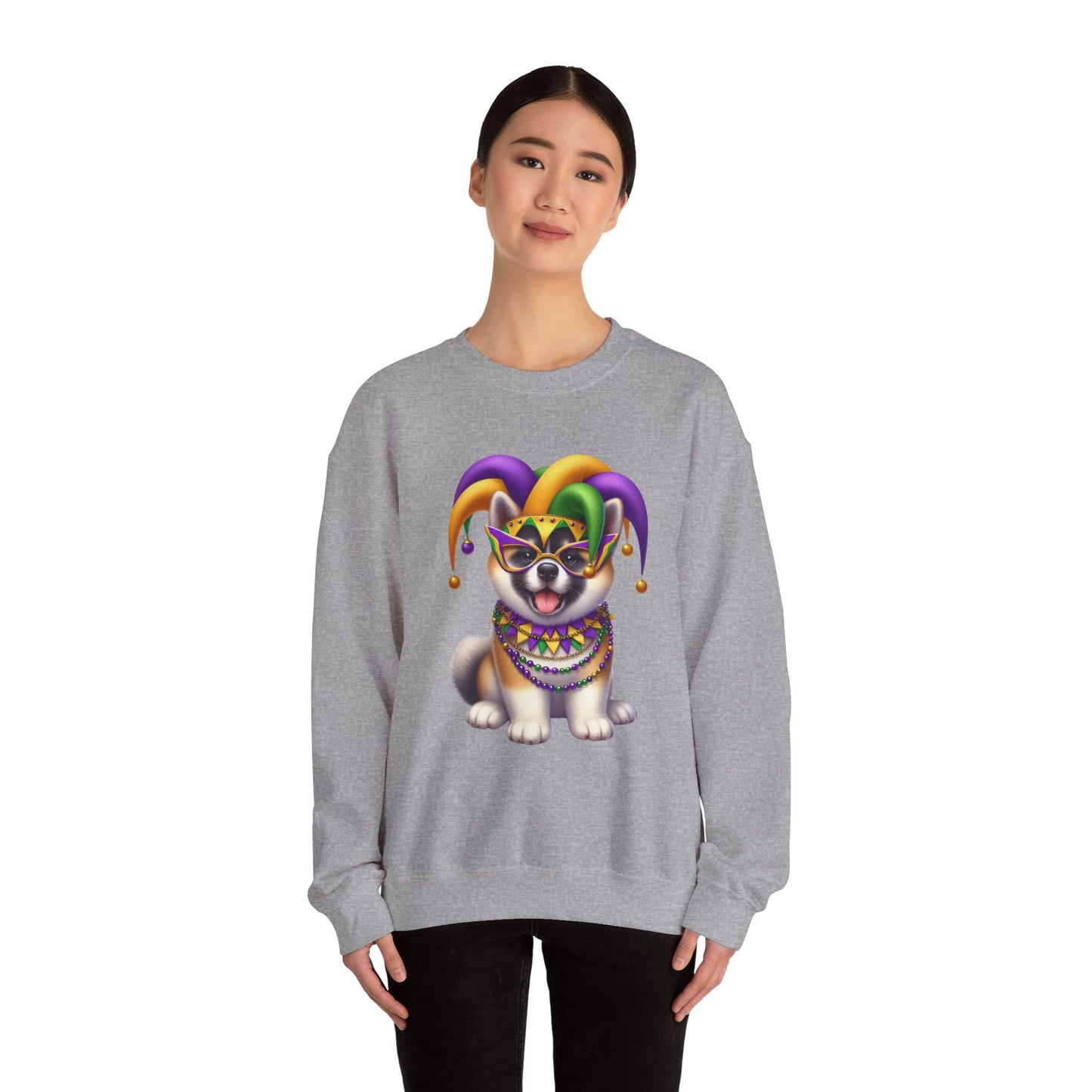 Mardi Gras Akita Unisex Heavy Blend™ Crewneck Sweatshirt