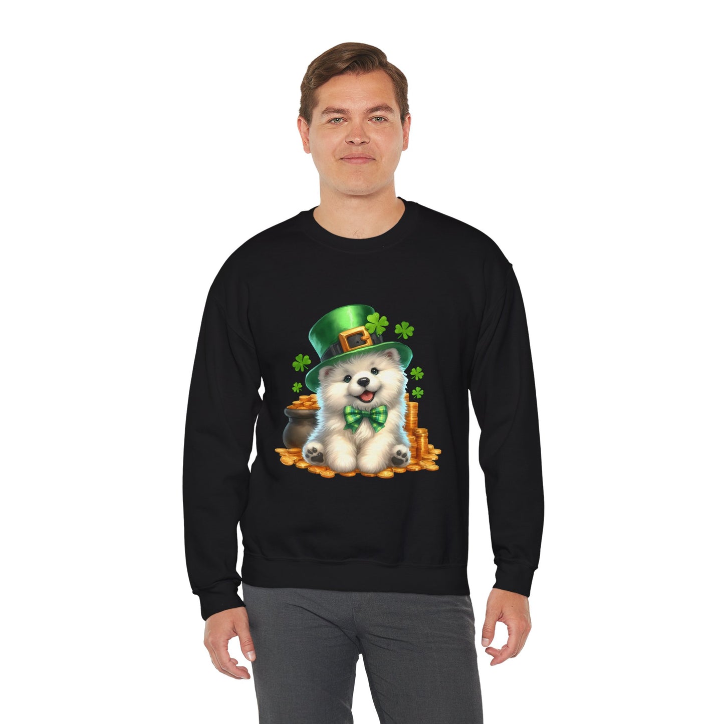 Samoyed Puppy Leprechaun Crewneck Sweatshirt