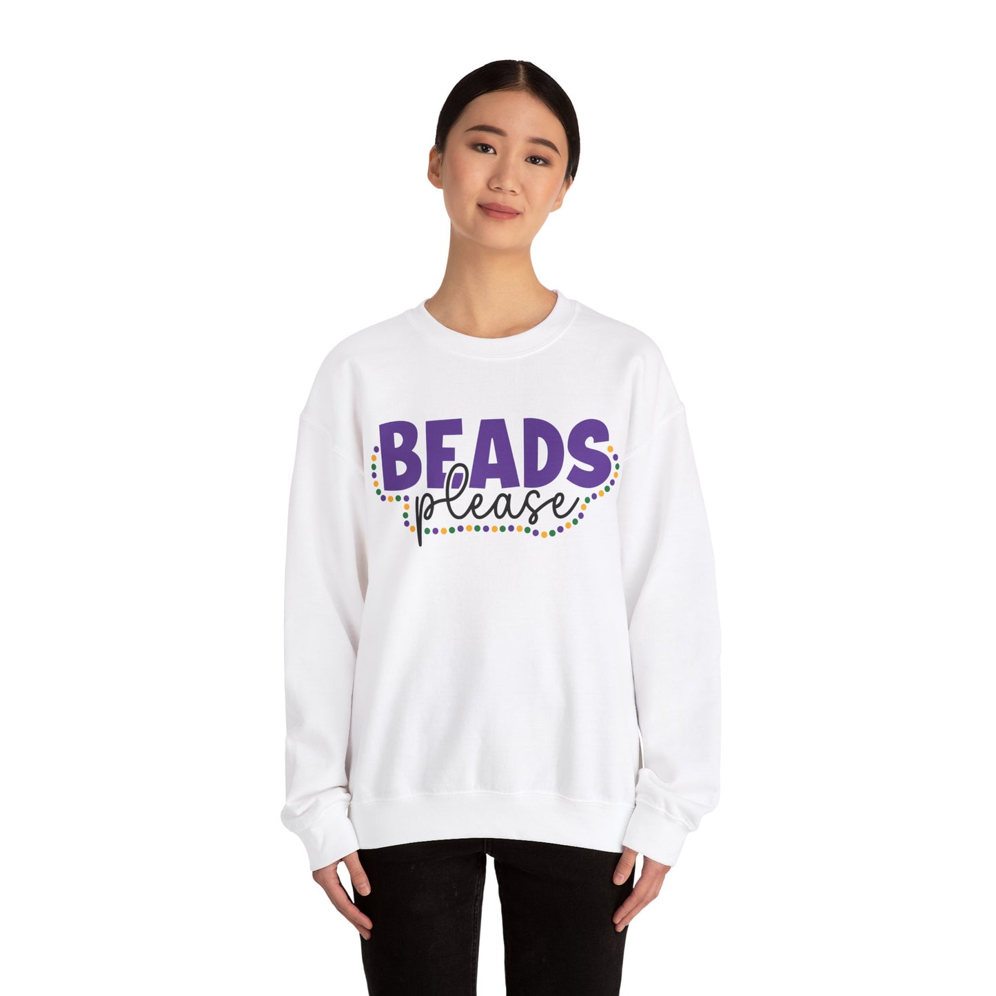 Beads Please, Mardi Gras Unisex Heavy Blend™ Crewneck Sweatshirt