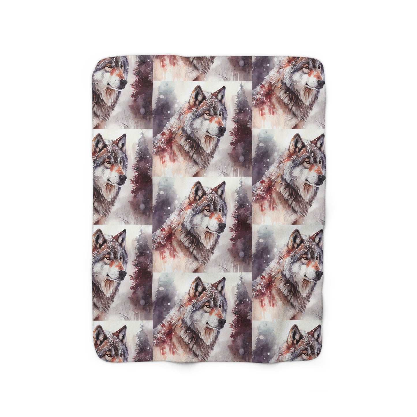 Sherpa Fleece Watercolor Wolf Blanket
