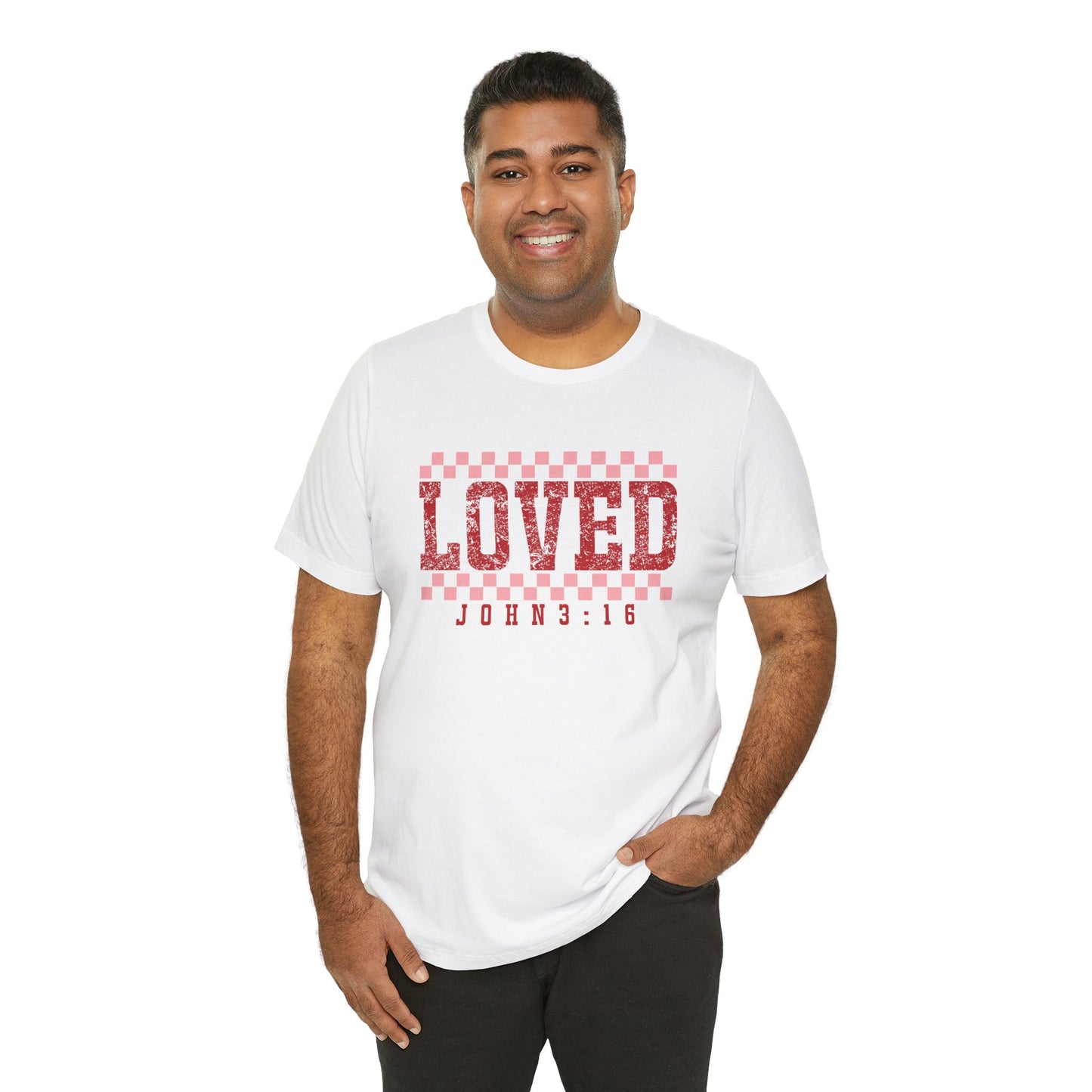 Loved , John 3:16 Unisex Jersey Short Sleeve Tee