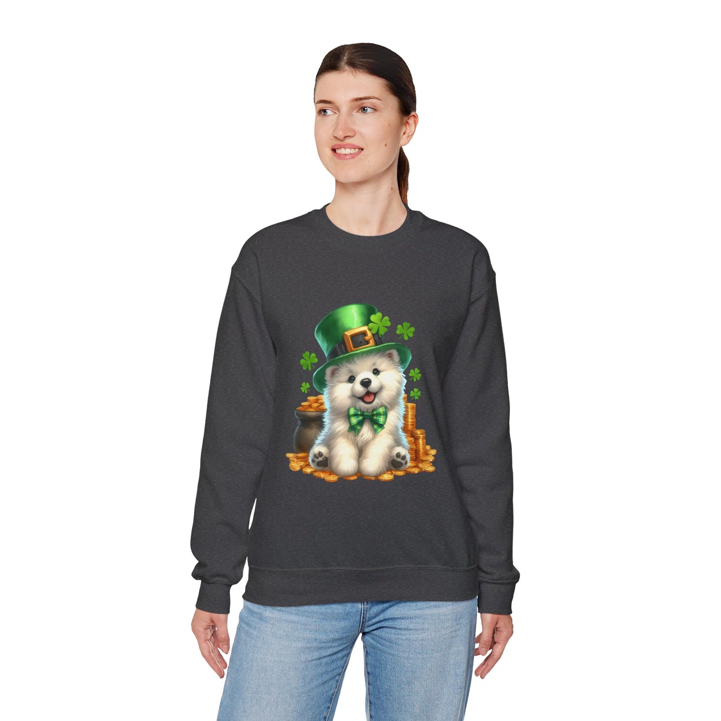 Samoyed Puppy Leprechaun Crewneck Sweatshirt
