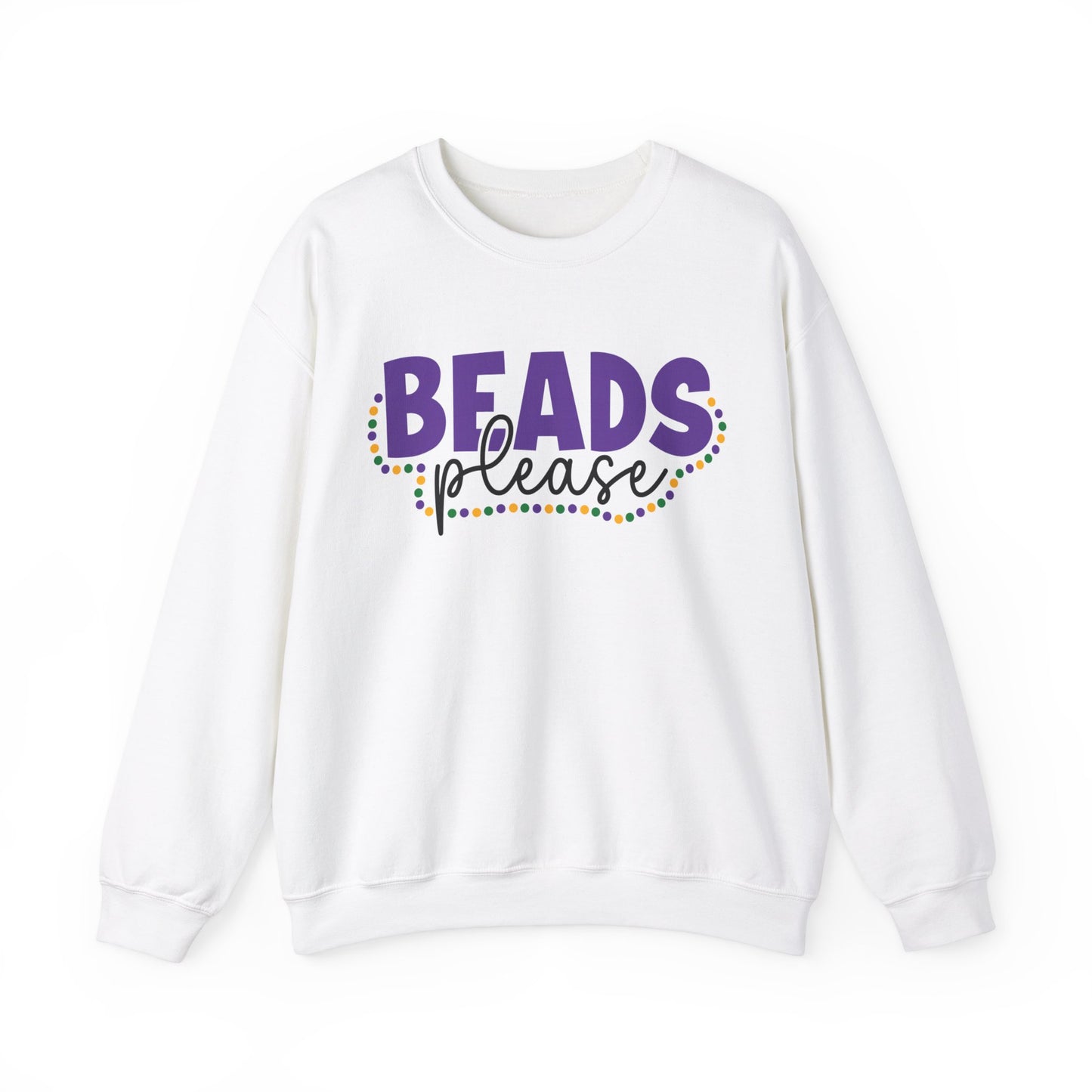 Beads Please, Mardi Gras Unisex Heavy Blend™ Crewneck Sweatshirt