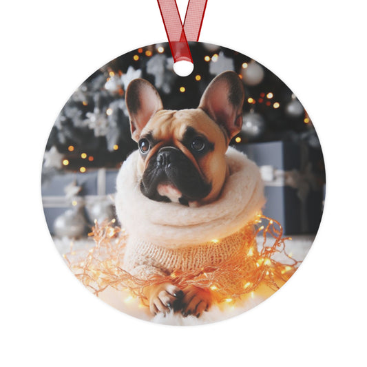 Brown French Bulldog #2 Metal Ornaments